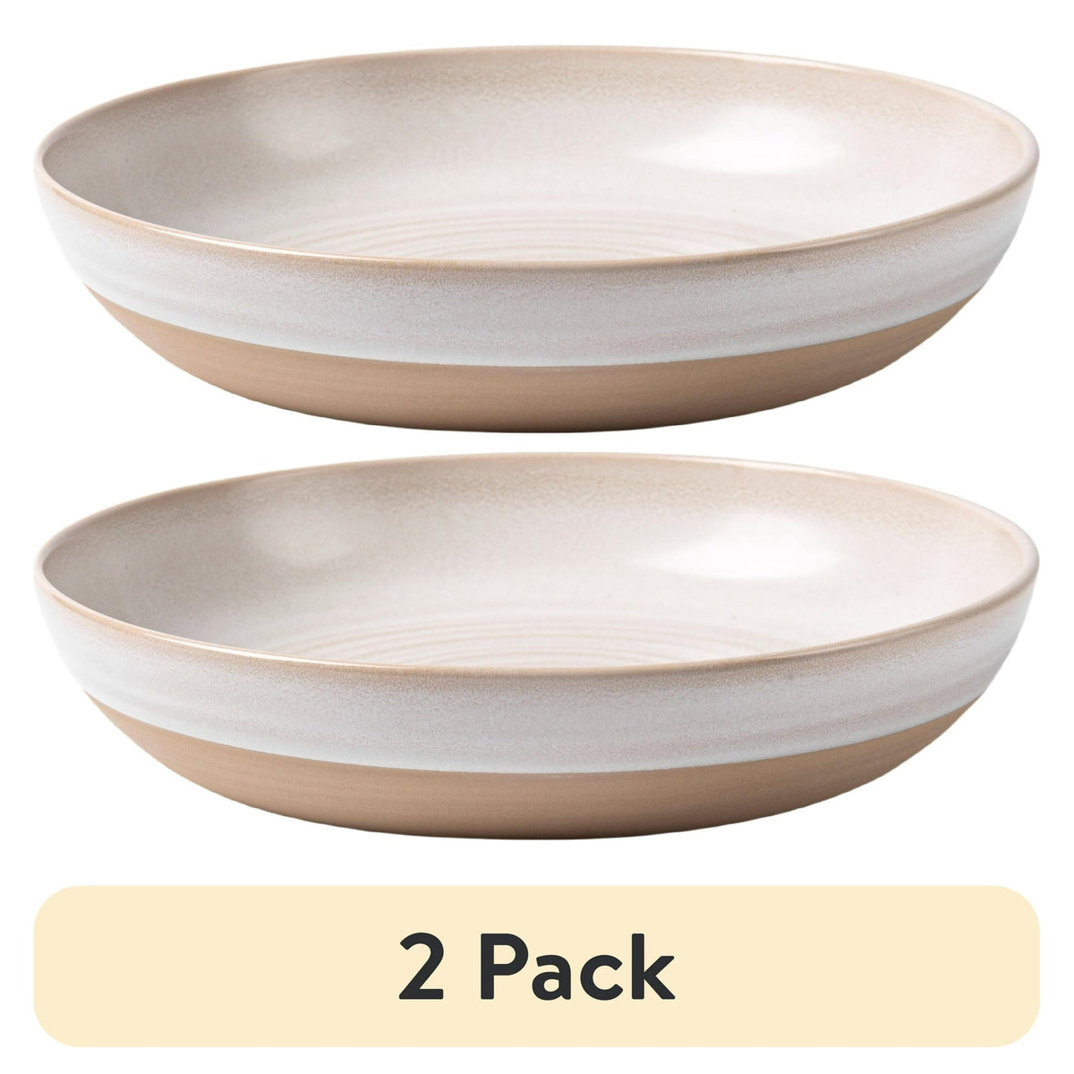 (2 pack) Better Homes & Gardens-Collins Cream Stoneware Round Dinner Bowl