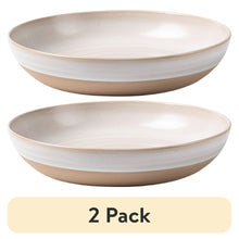 Cream stoneware round dinner bowls, 2-pack