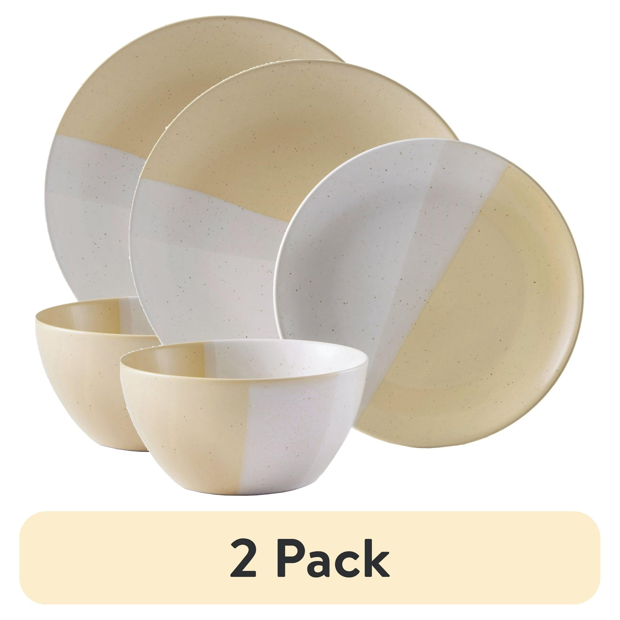 Better Homes & Gardens Yellow Hayes Stoneware 12 Piece Dinnerware Set