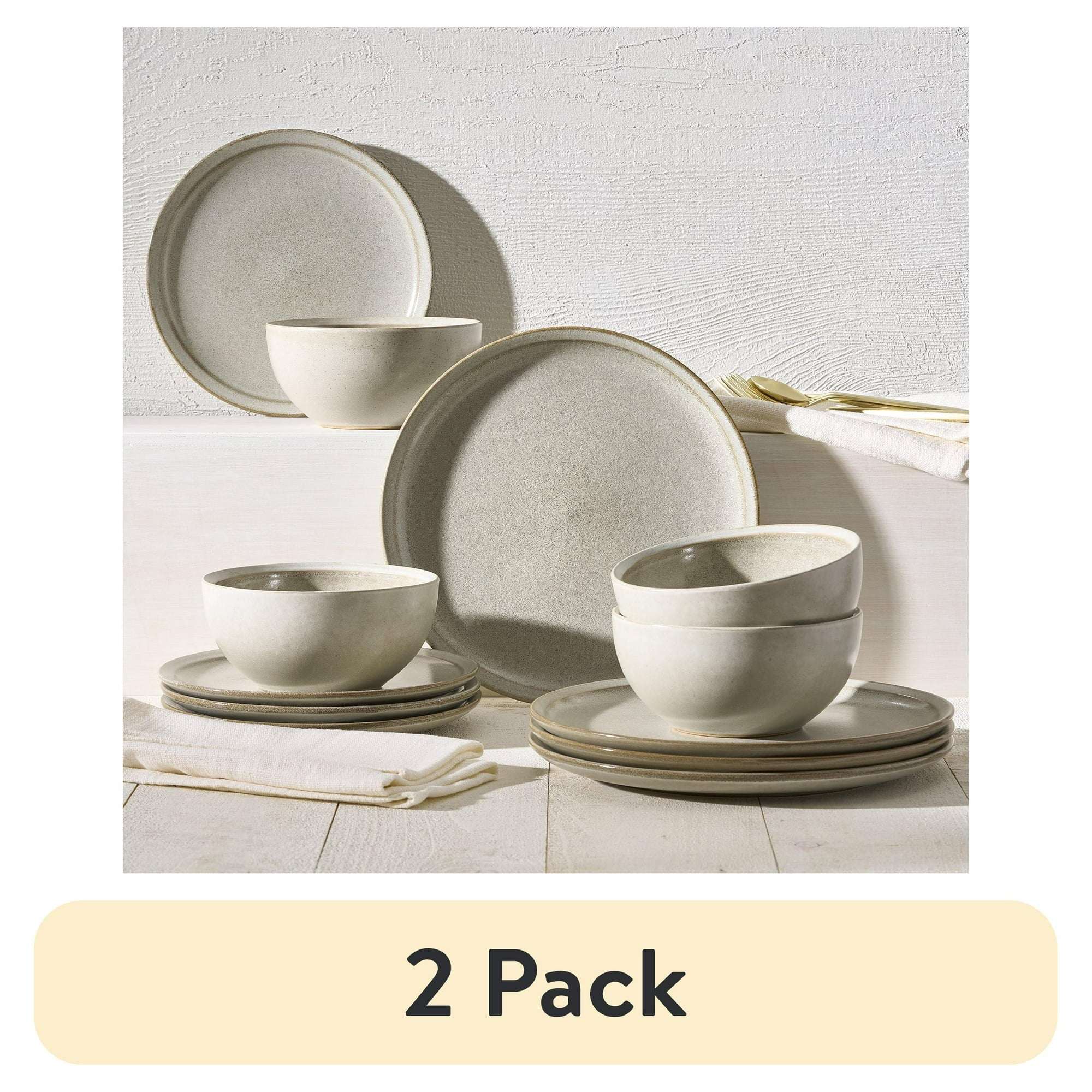 Better Homes and Gardens Banks Cream 12-Piece Stoneware Dinnerware Set