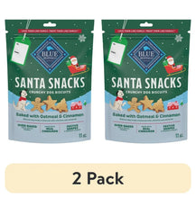 2-pack of Blue Buffalo Santa Snacks dog biscuit bags, oatmeal & cinnamon, 11 oz each