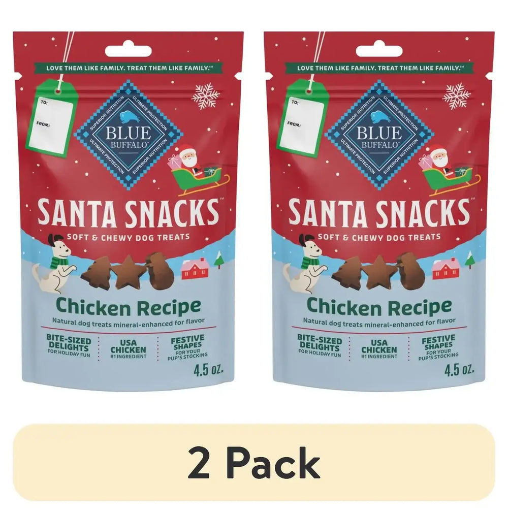 Blue Buffalo Santa Snacks Soft-Moist Dog Bits for Training, Chicken, 4.5-oz. Bag