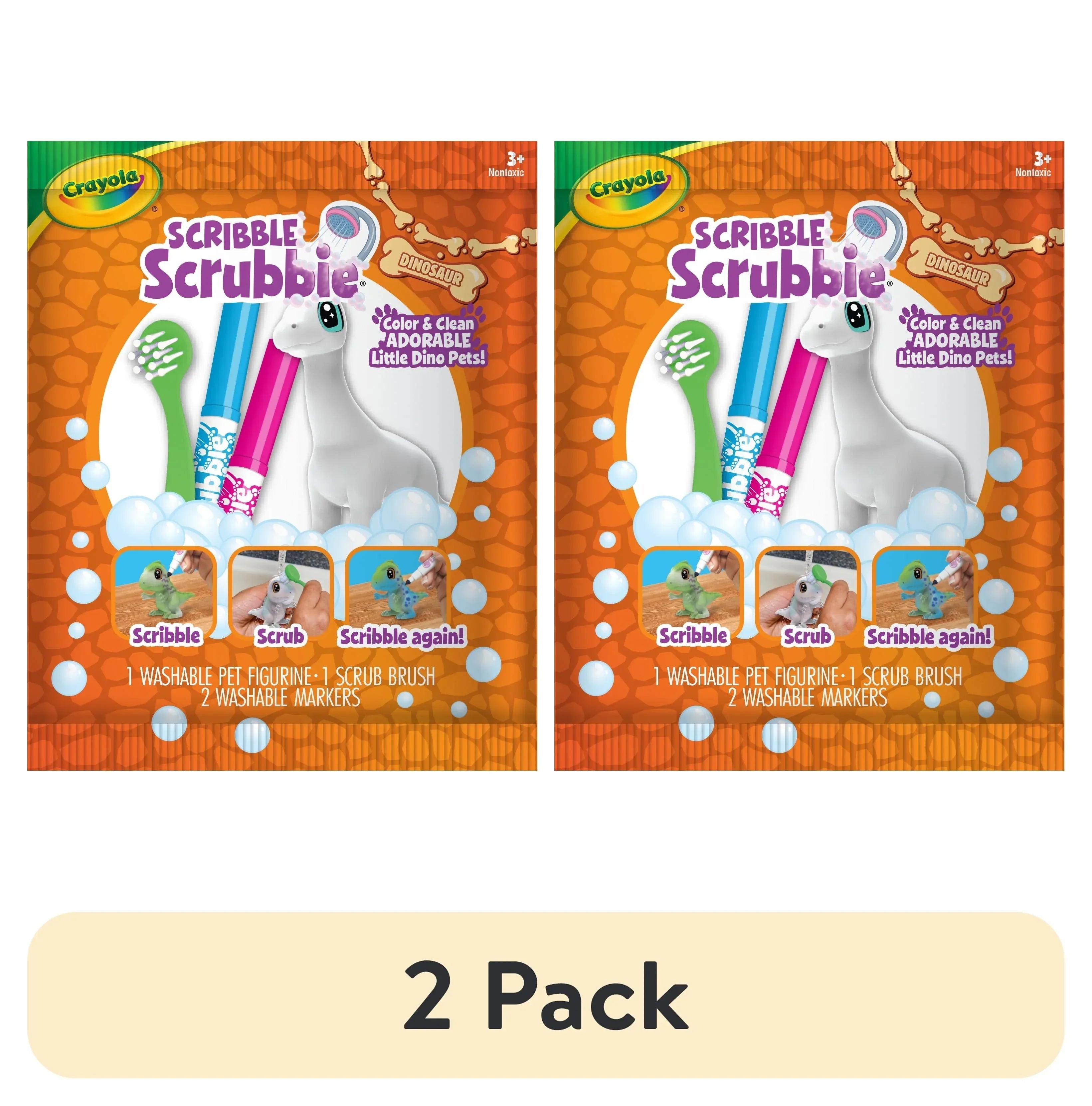Crayola Scribble Scrubbie Dino Pets, 1 Ct, Easter Basket Essentials, Dinosaur Animal Toys with Markers, Coloring Easter Gift for Kids, Ages 3+