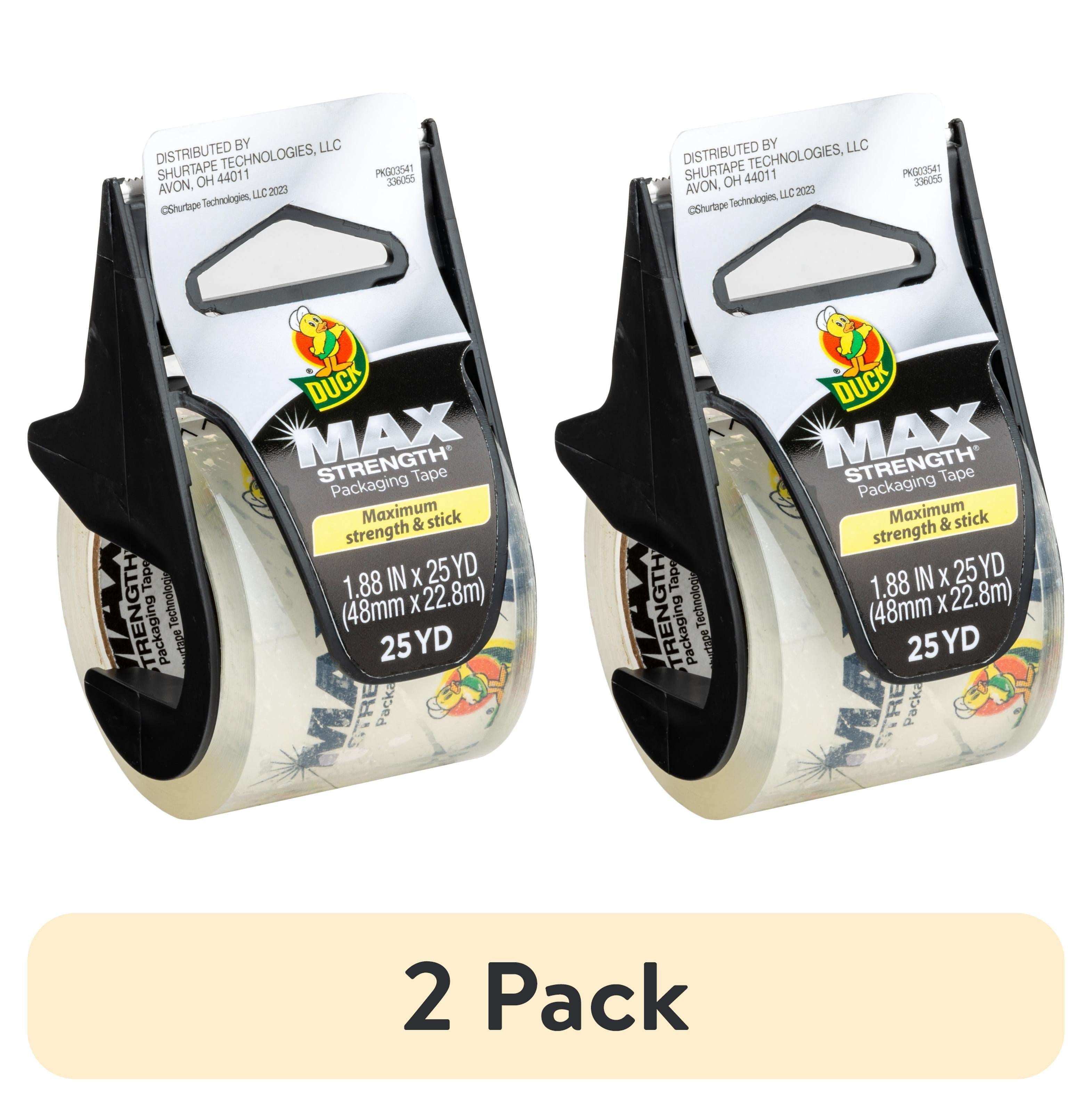 Duck Max Strength Clear Packing Tape with Dispenser, 1.88" x 25 yd, 1 Roll