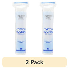Equate Beauty cotton rounds 100-count pack, two stacked bottles front view.