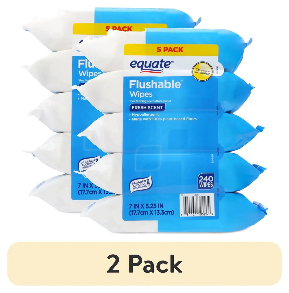 Equate Flushable Wet Wipes, Fresh Scent, 240 Wipes (5 Pack), Compare to Cottonelle - USA MEGA SHOP