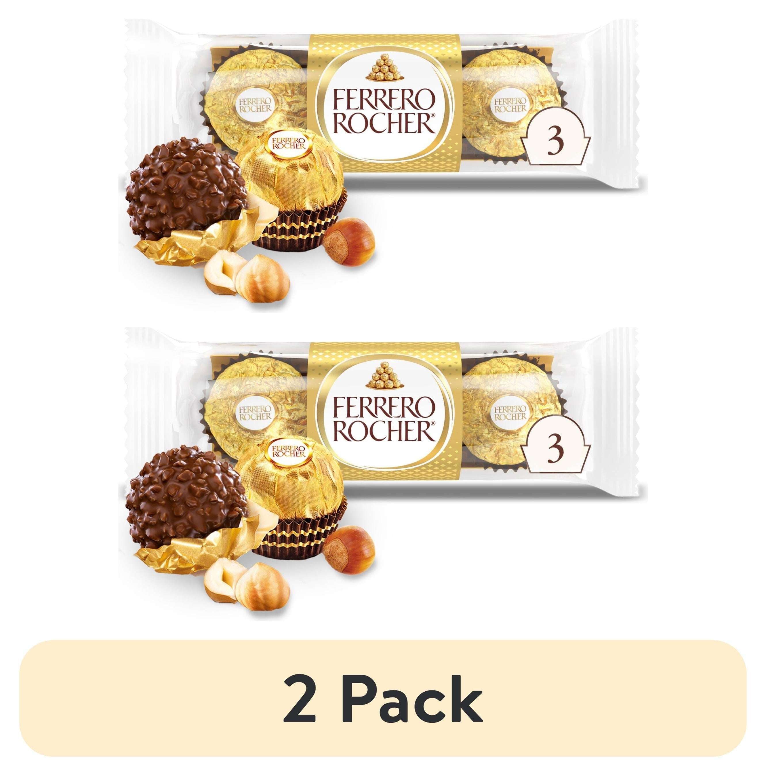 Ferrero Rocher Gourmet Hazelnut Milk Chocolate, 3 Individually Wrapped Chocolates, 1.3 oz