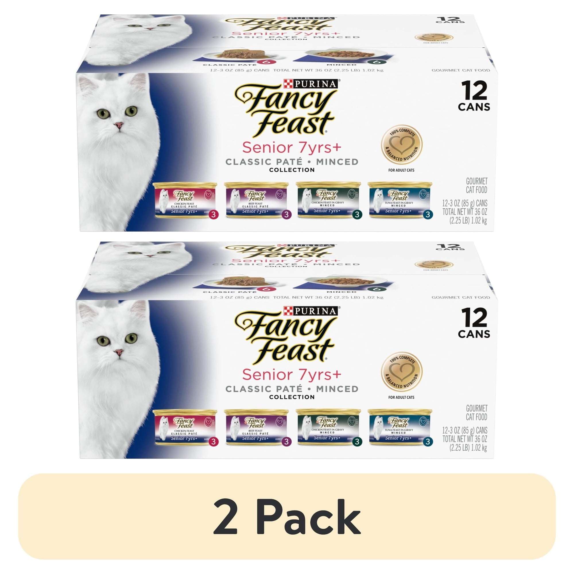 Fancy Feast High Protein Senior Wet Cat Food Variety Pack, Senior 7+ Chicken, Beef & Tuna Feasts, 3 oz. Can