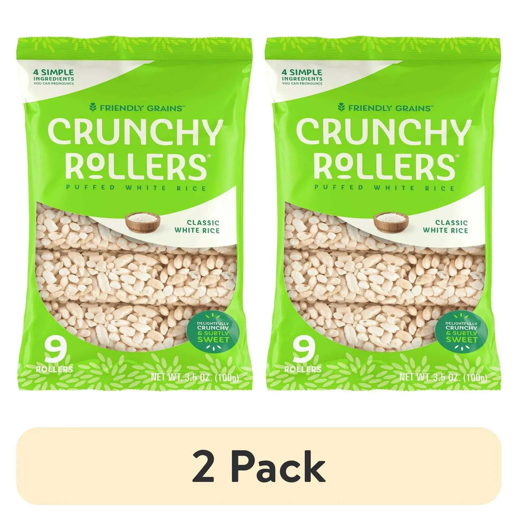 Friendly Grains Crunchy Rollers Classic White Rice, Allergen Free, Gluten-Free, 9ct