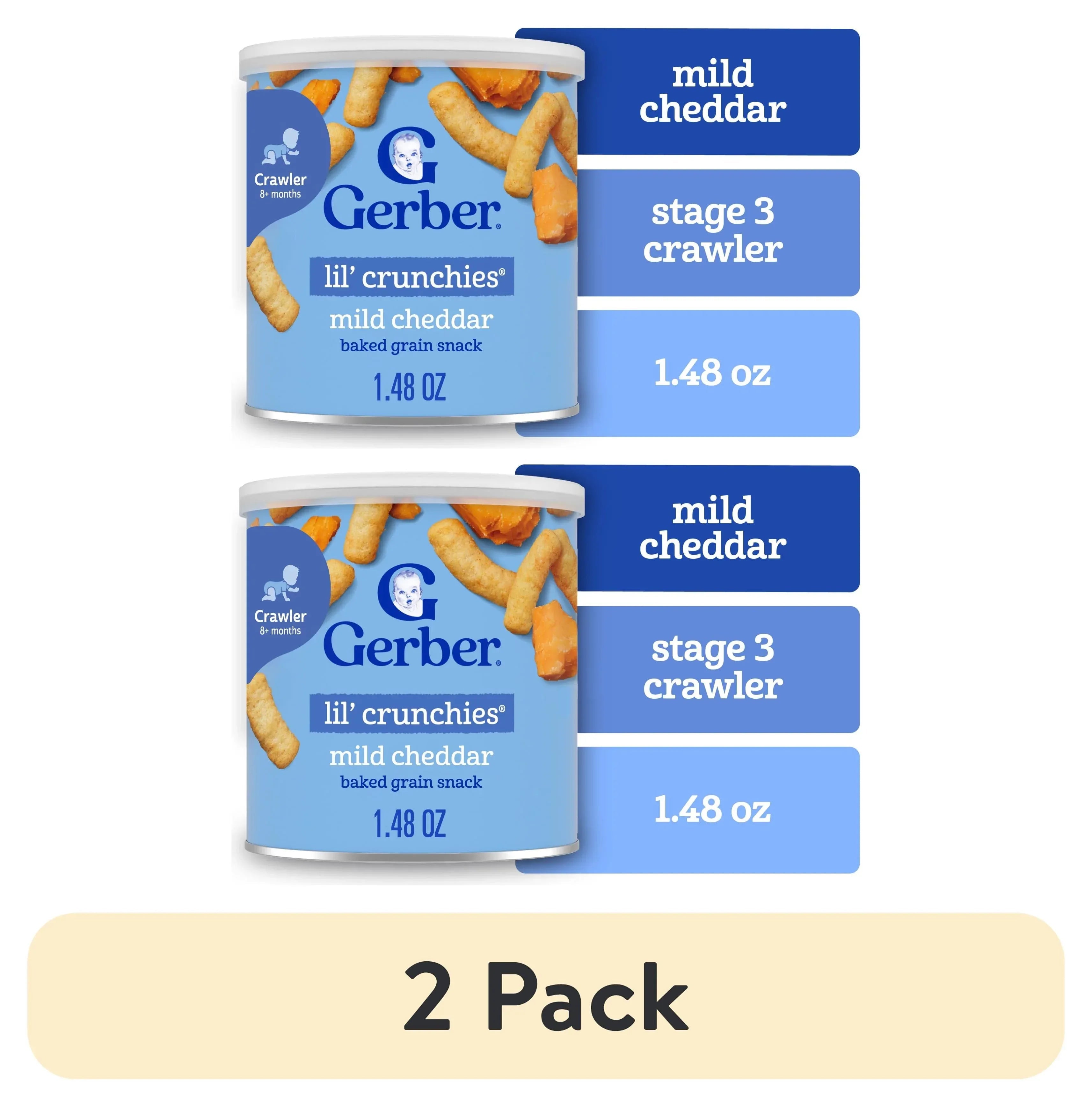 Gerber Stage 3 Baby Food Snacks, Mild Cheddar Lil' Crunchies, Baby Led Feeding 1.48 oz
