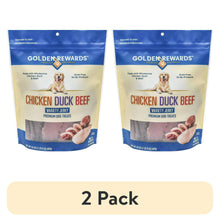 Chicken, duck, beef variety dog treat pouches, 2-pack view