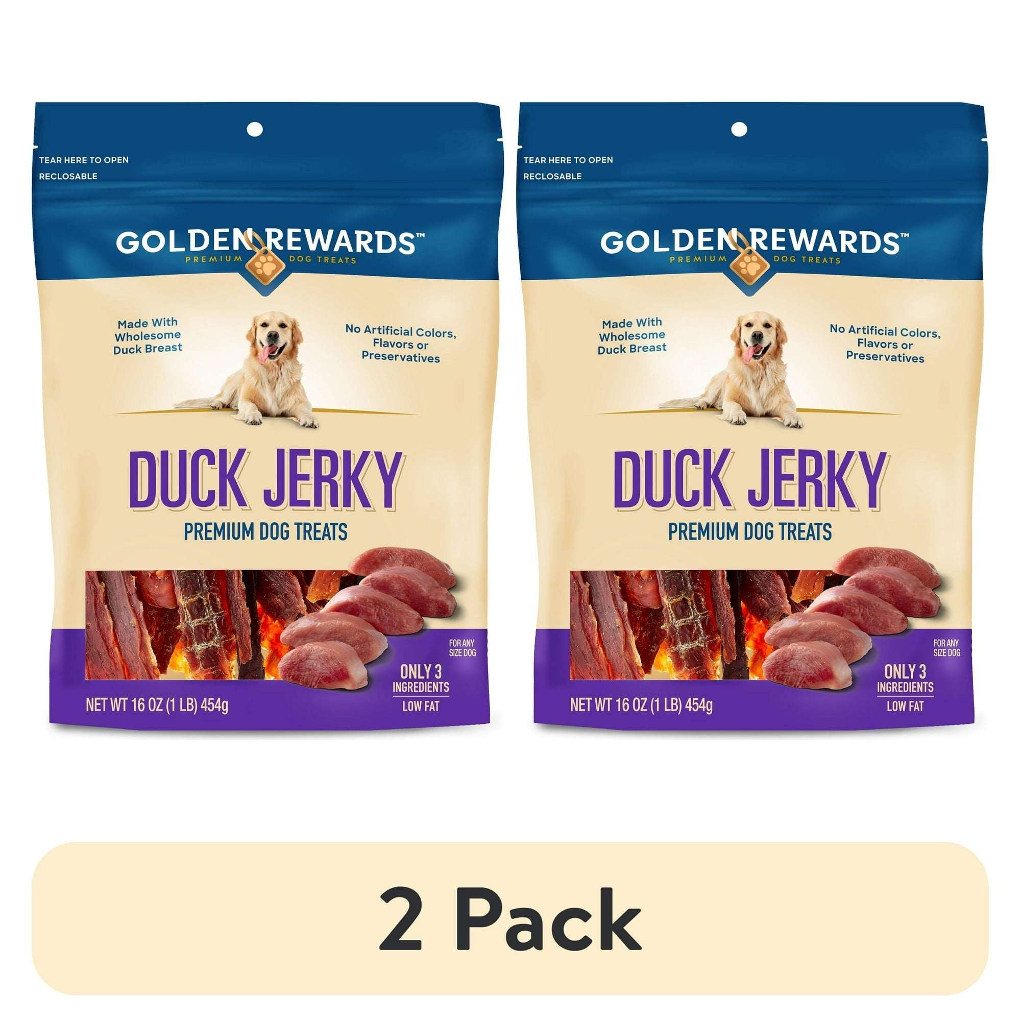 Golden Rewards Duck Jerky Premium Treats for Dogs