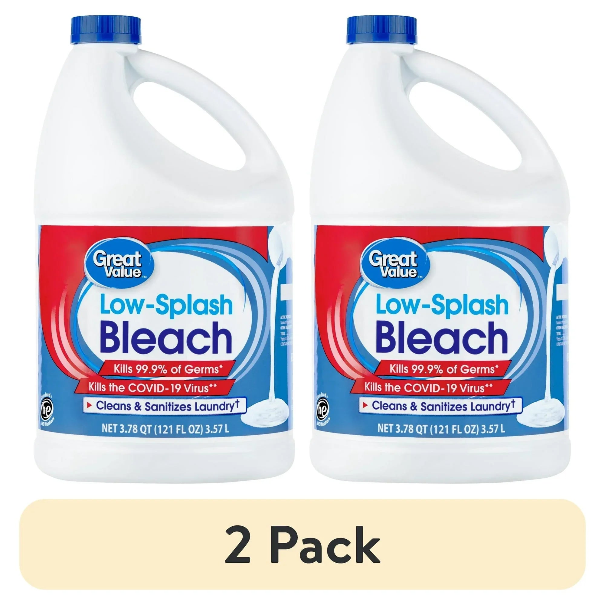 Great Value Concentrated Low Splash Bleach Regular, 121 floz - USA MEGA SHOP