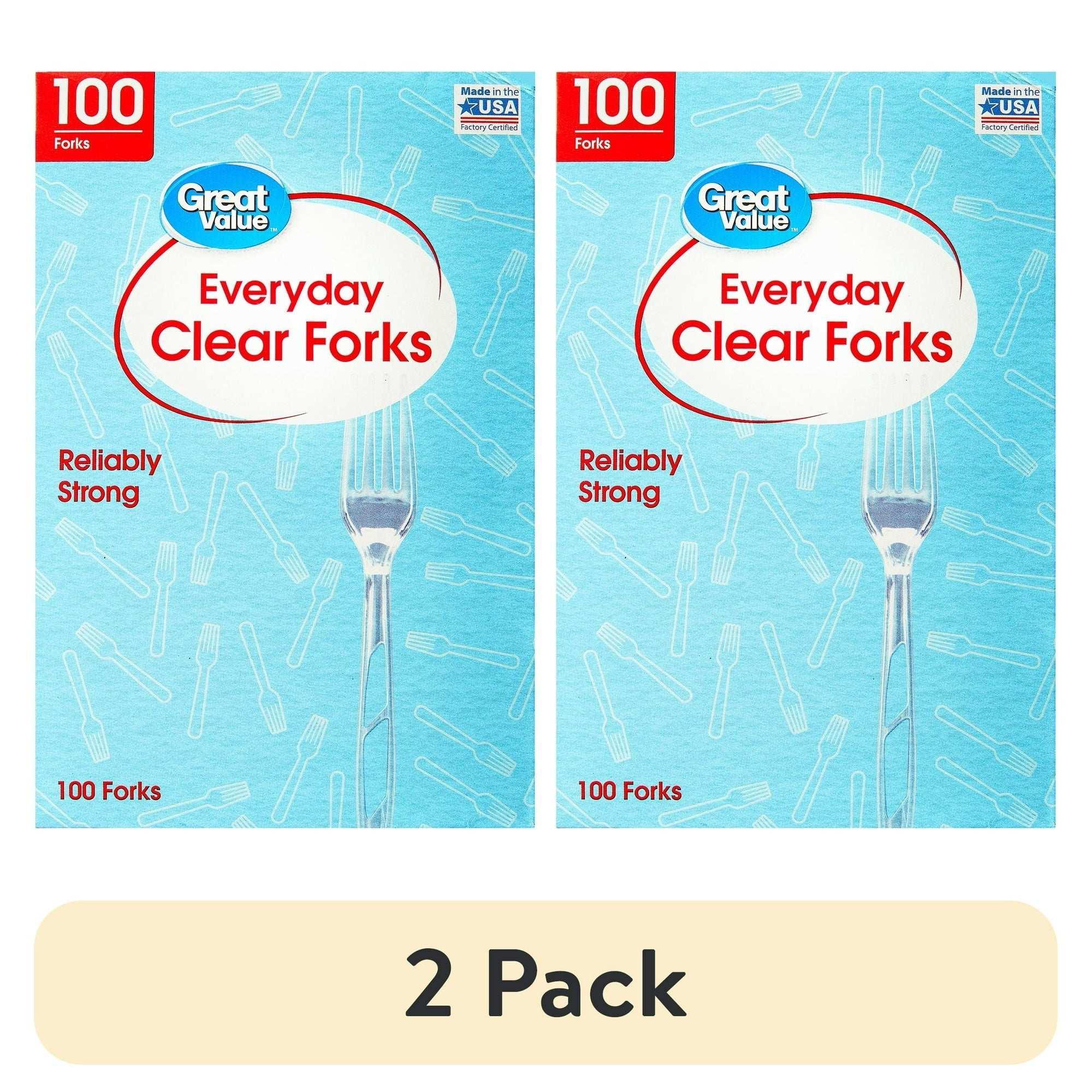 Great Value Everyday Clear Forks, 100 Count - USA MEGA SHOP