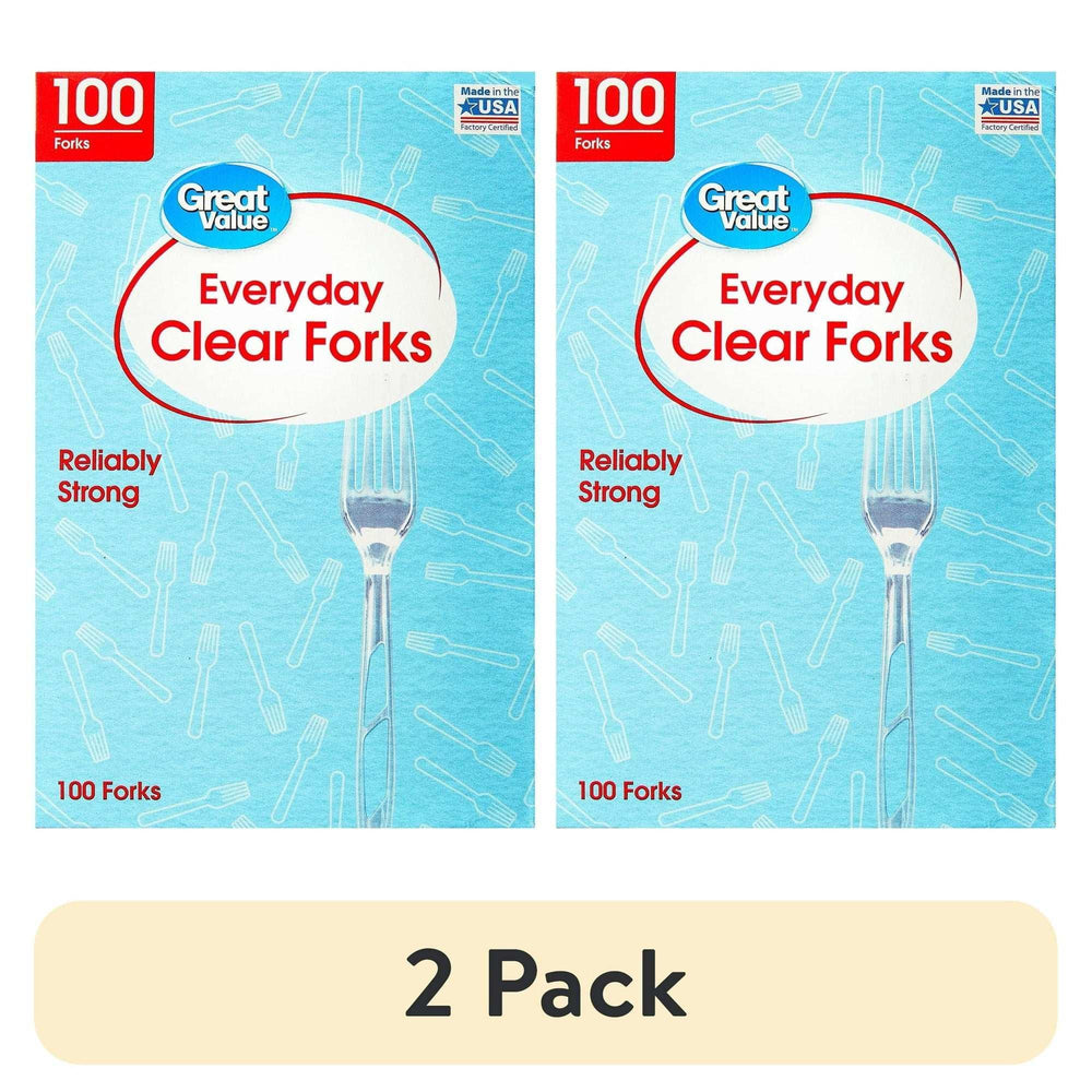 Great Value Everyday Clear Forks, 100 Count - USA MEGA SHOP