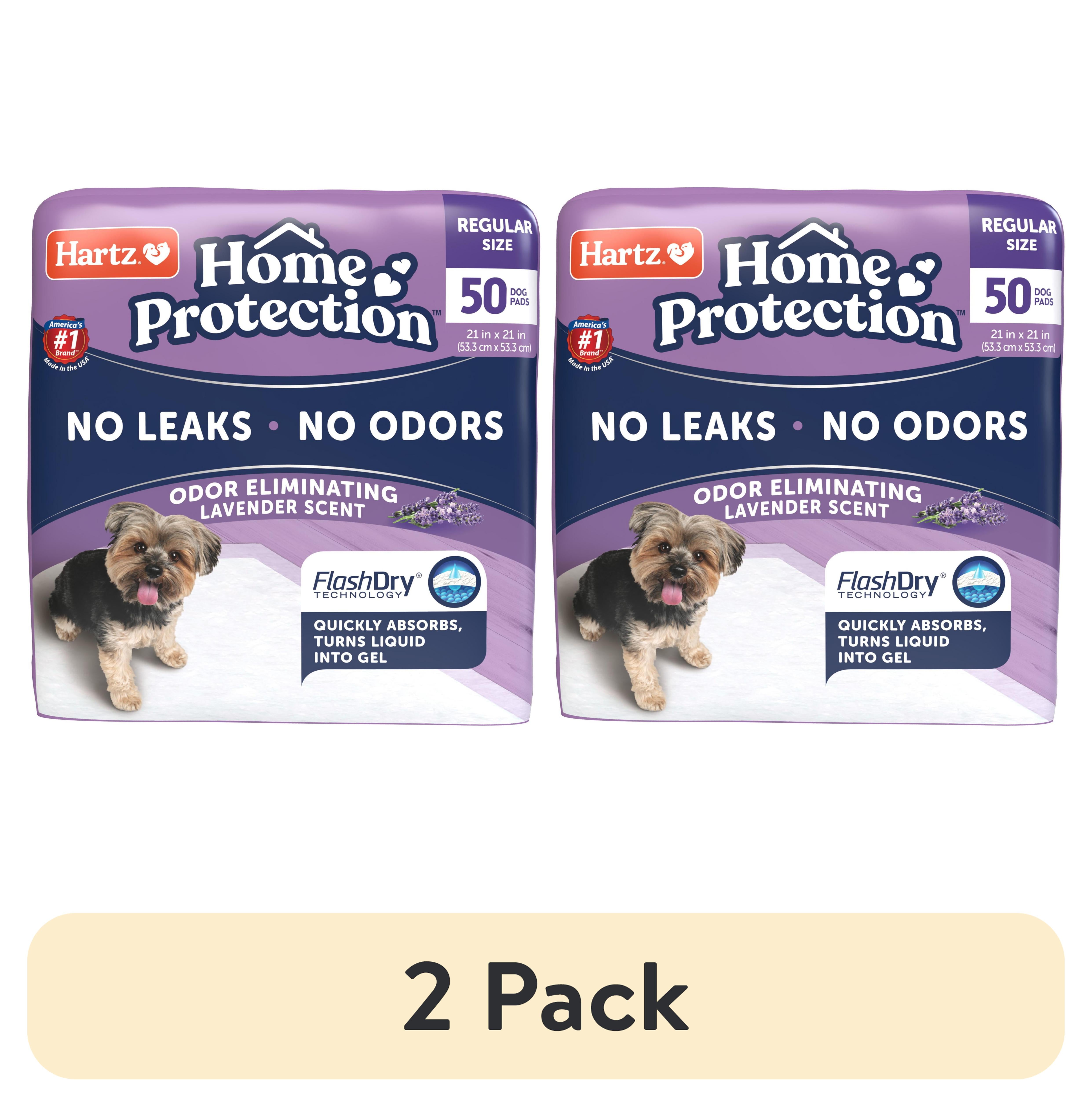 Hartz Home Protection Super Absorbent Odor Eliminating Lavender Scented No Leaks Dog Pads, Regular, 21 in x 21 in, 50 Count