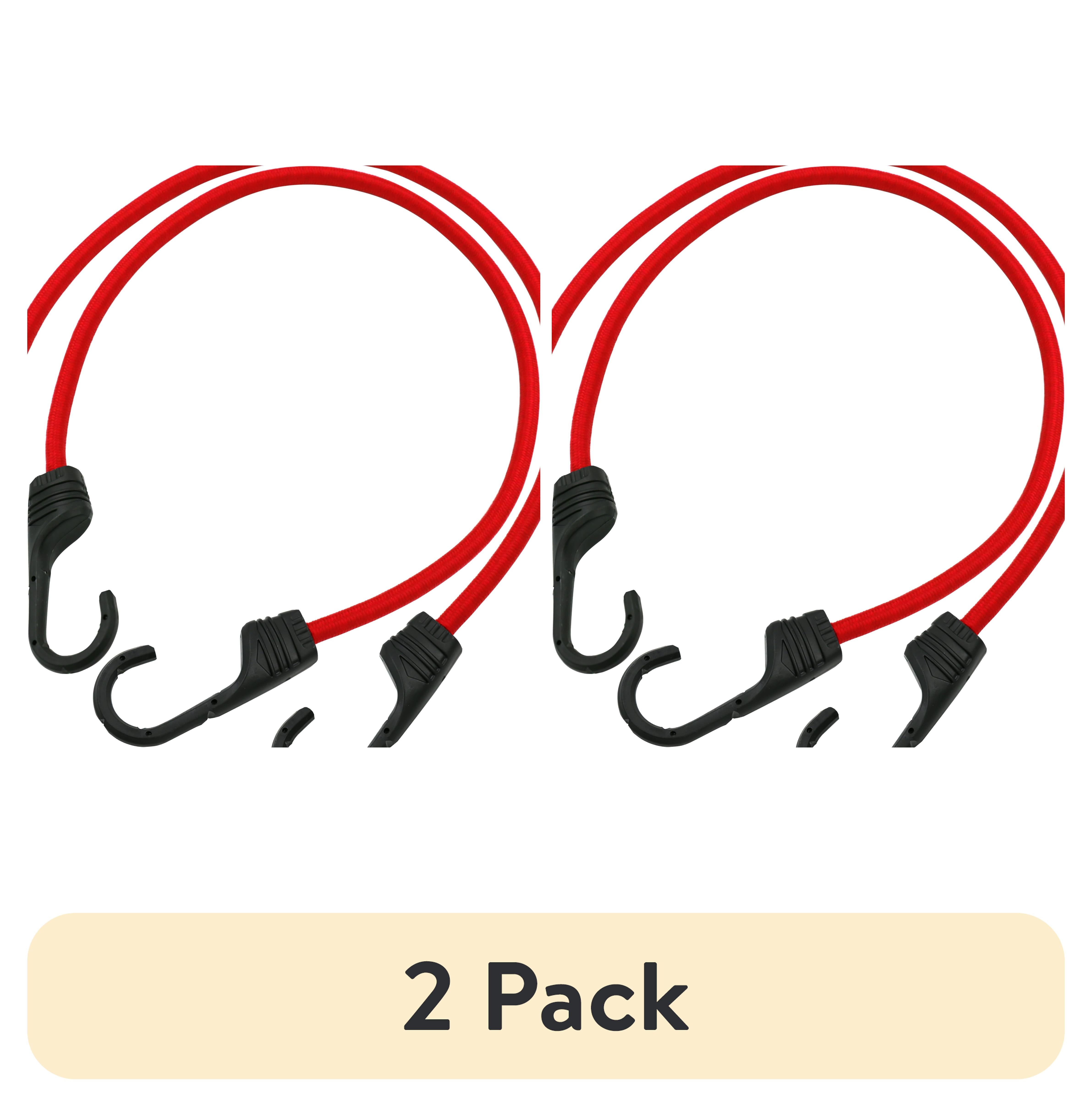 Hyper Tough 2-Pack 24 inch Standard Bungee Cords, Rubber, Red, 0.3 oz