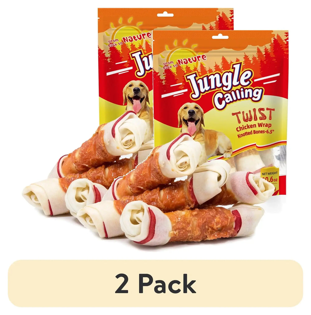Jungle Calling Chicken Wrap Knotted Bones Dog Chews, Long Lasting for Large Dogs Training Treats