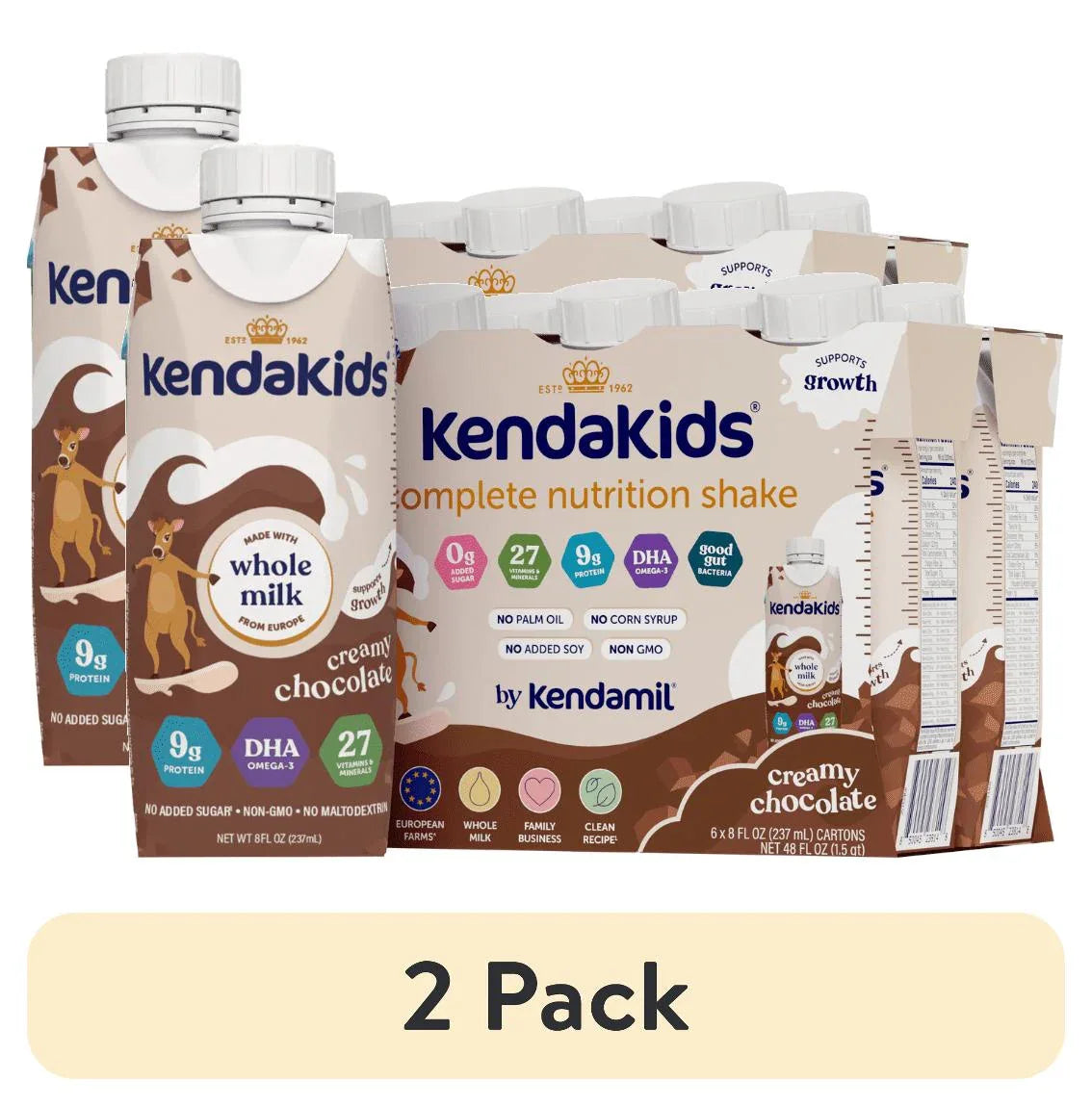 KendaKids Complete Nutrition Shake with Protein & DHA, Creamy Chocolate, 8 fl oz, (6 Pack) - USA MEGA SHOP