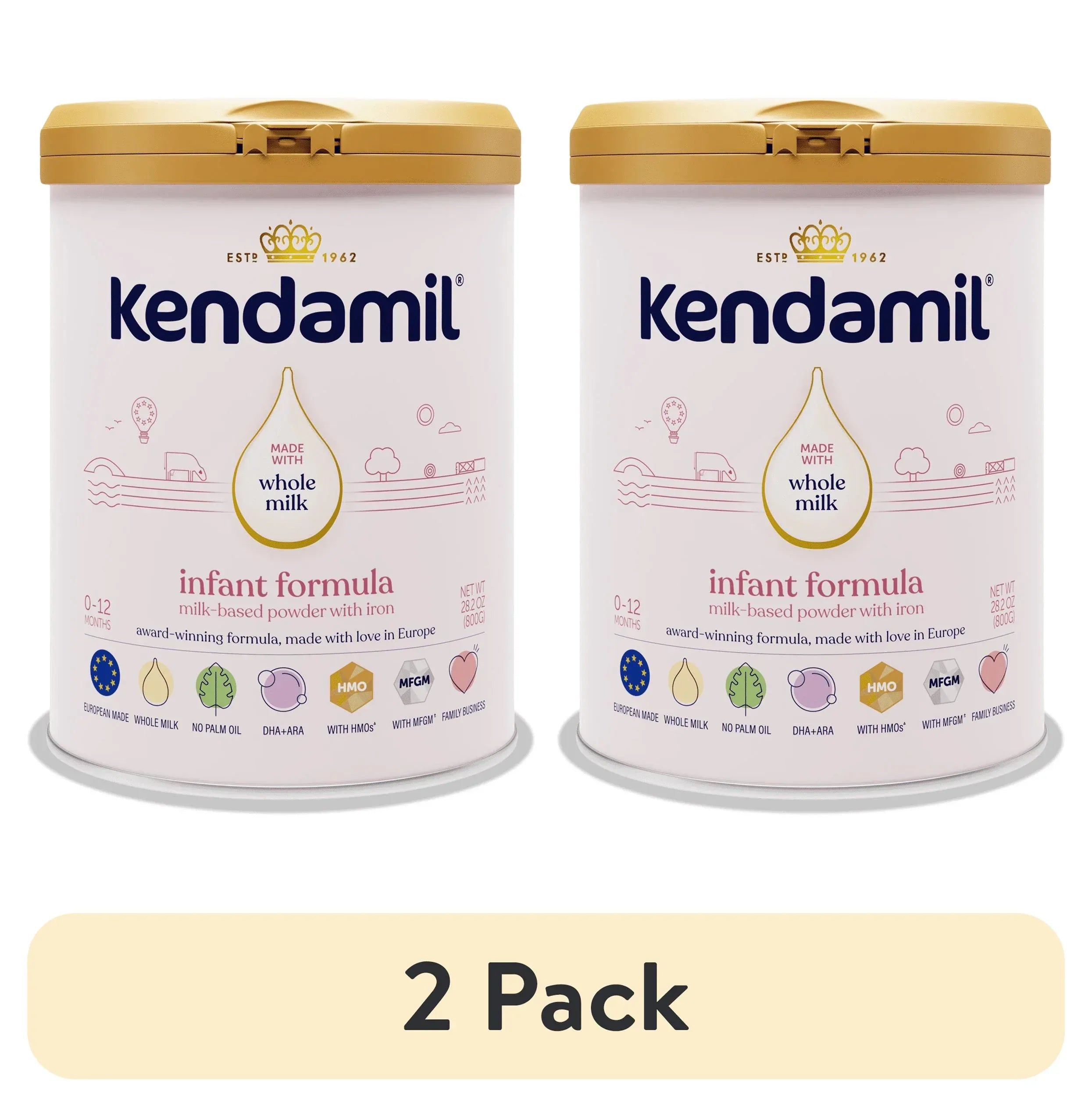 Kendamil European Whole Milk Classic Infant Formula Powder with HMOs, Prebiotics & DHA, 28.2 oz