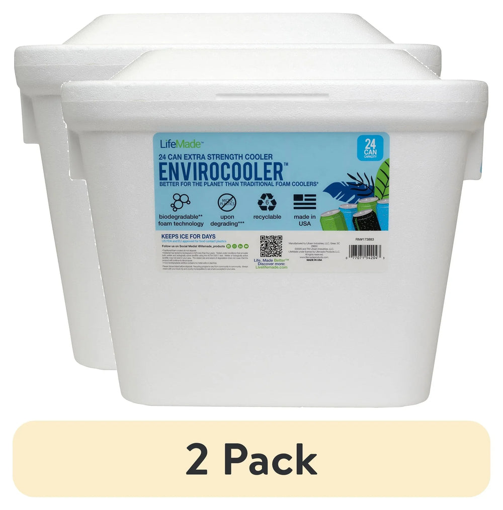 Lifoam 28Qt Envirocooler 24 Can Capacity Foam Cooler, White, 1 Count and FreezPak Small Ice Pack, 1 Count - USA MEGA SHOP