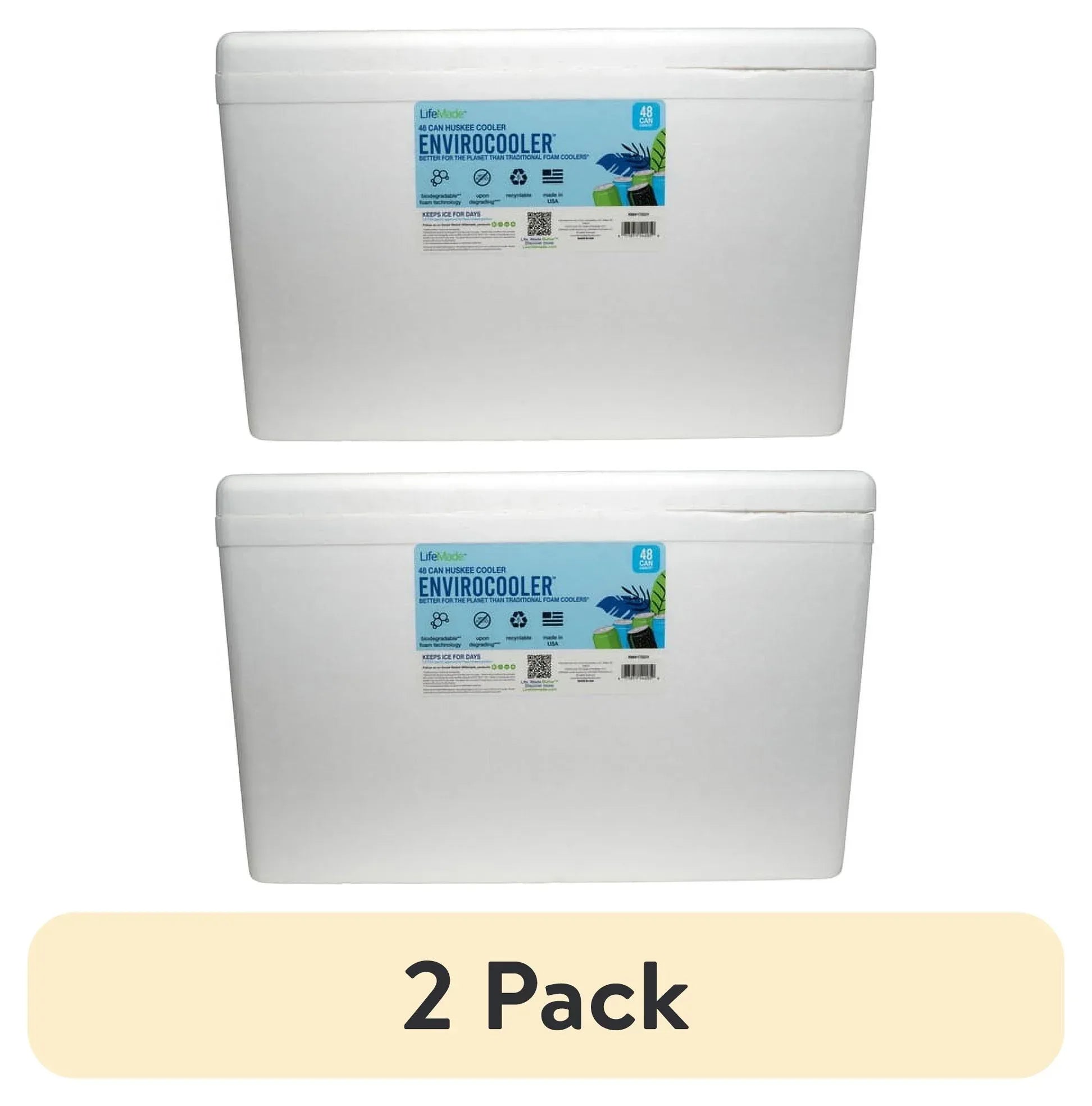 Lifoam 28Qt Envirocooler 24 Can Capacity Foam Cooler, White, 1 Count and FreezPak Small Ice Pack, 1 Count