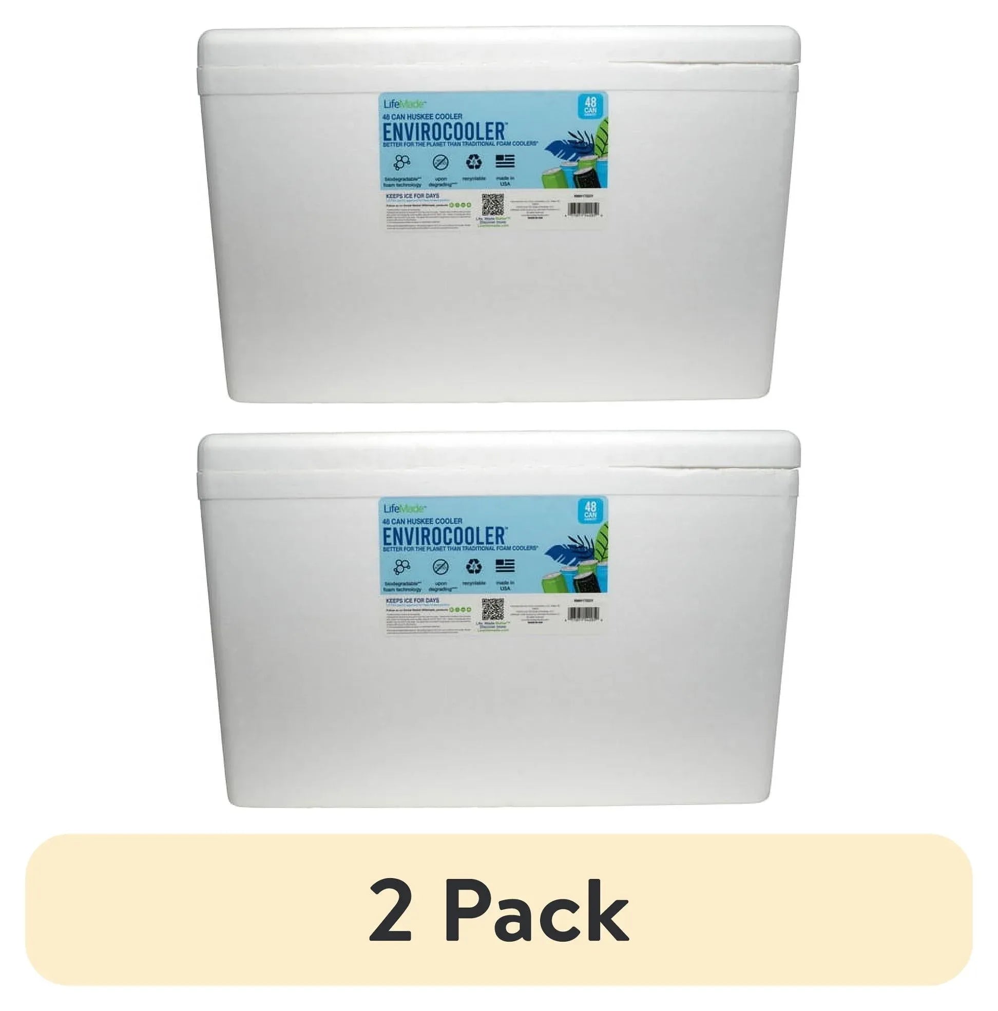Lifoam 28Qt Envirocooler 24 Can Capacity Foam Cooler, White, 1 Count and FreezPak Small Ice Pack, 1 Count - USA MEGA SHOP