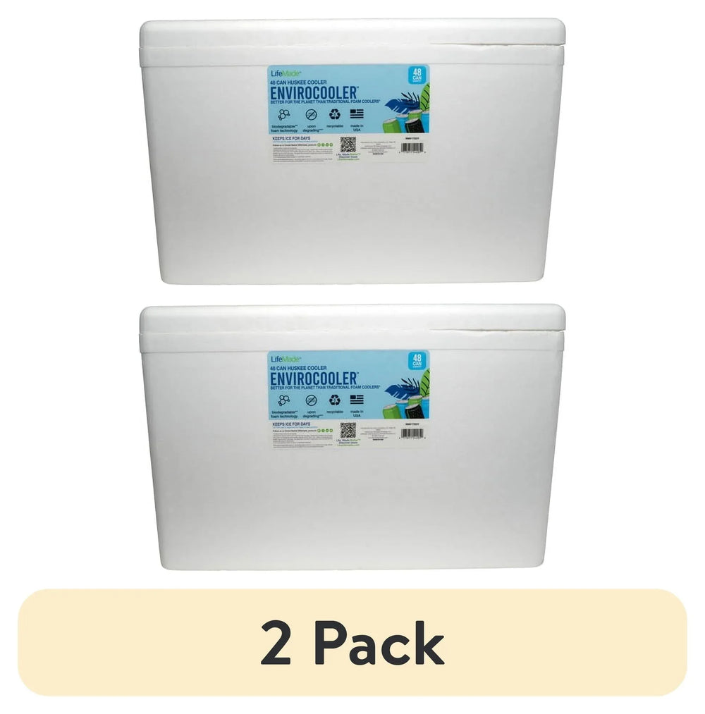 Lifoam 28Qt Envirocooler 24 Can Capacity Foam Cooler, White, 1 Count and FreezPak Small Ice Pack, 1 Count - USA MEGA SHOP