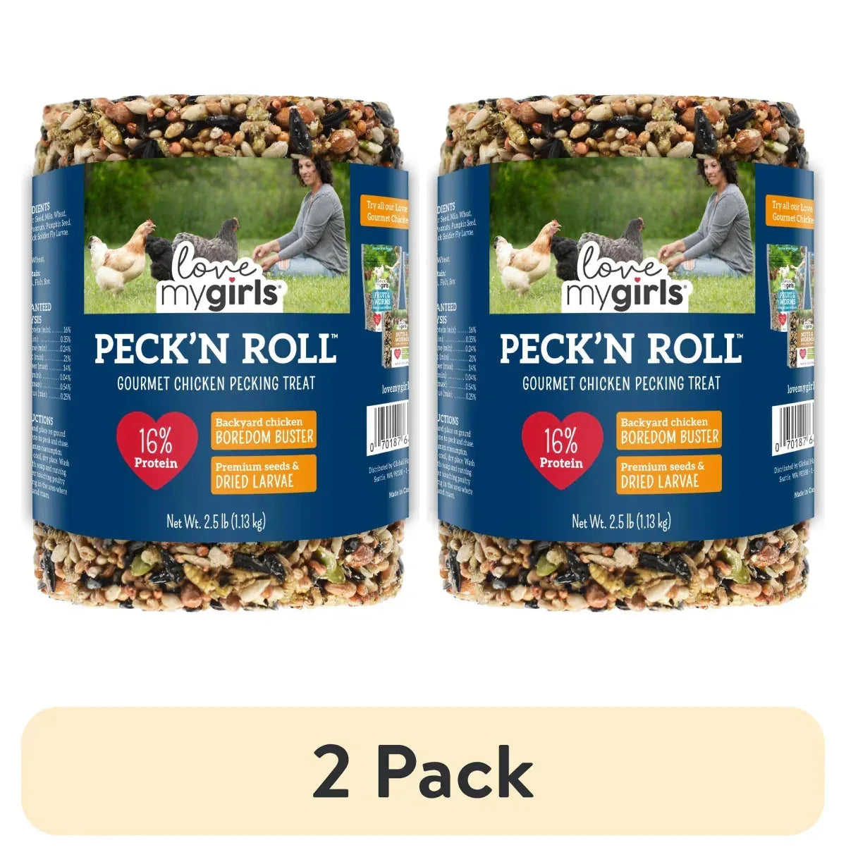 Love My Girls Peck 'N Roll Boredom Buster for Chickens, 2.5 lb. Seed Log, 1-Pack - USA MEGA SHOP