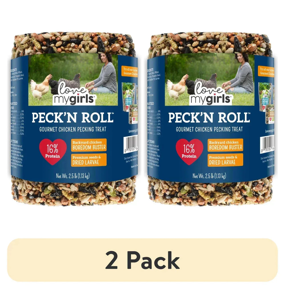 Love My Girls Peck 'N Roll Boredom Buster for Chickens, 2.5 lb. Seed Log, 1-Pack - USA MEGA SHOP