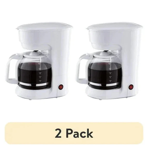 Mainstays 12 Cup Coffee Maker, 1.8 Liter Capacity, White, New Condition, Medium Roast Type - USA MEGA SHOP
