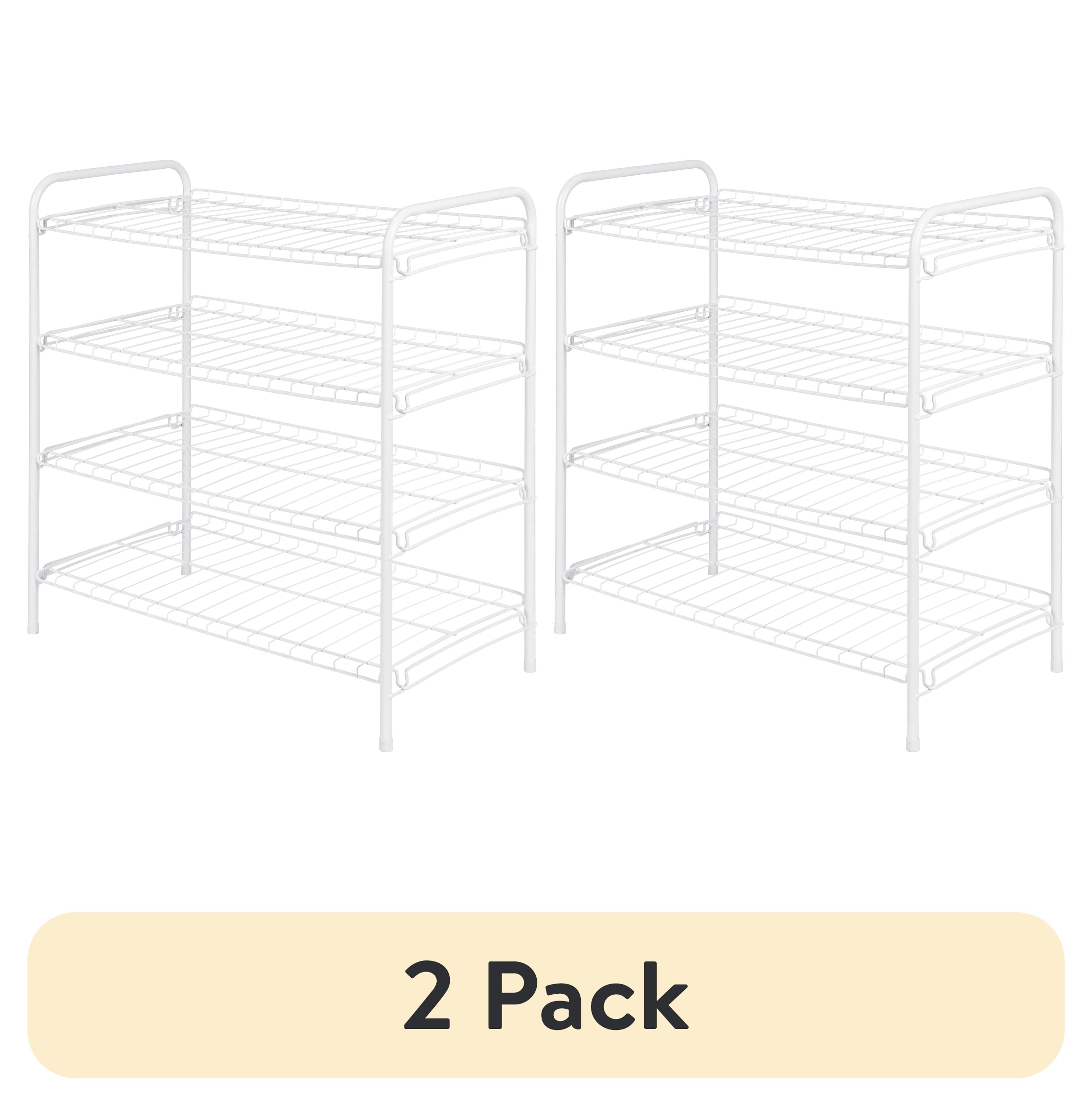Mainstays Steel Wire Shoe Organizer, 4-Tiers, 12 Shoe Pair Capacity, Durable Shoe Rack, White