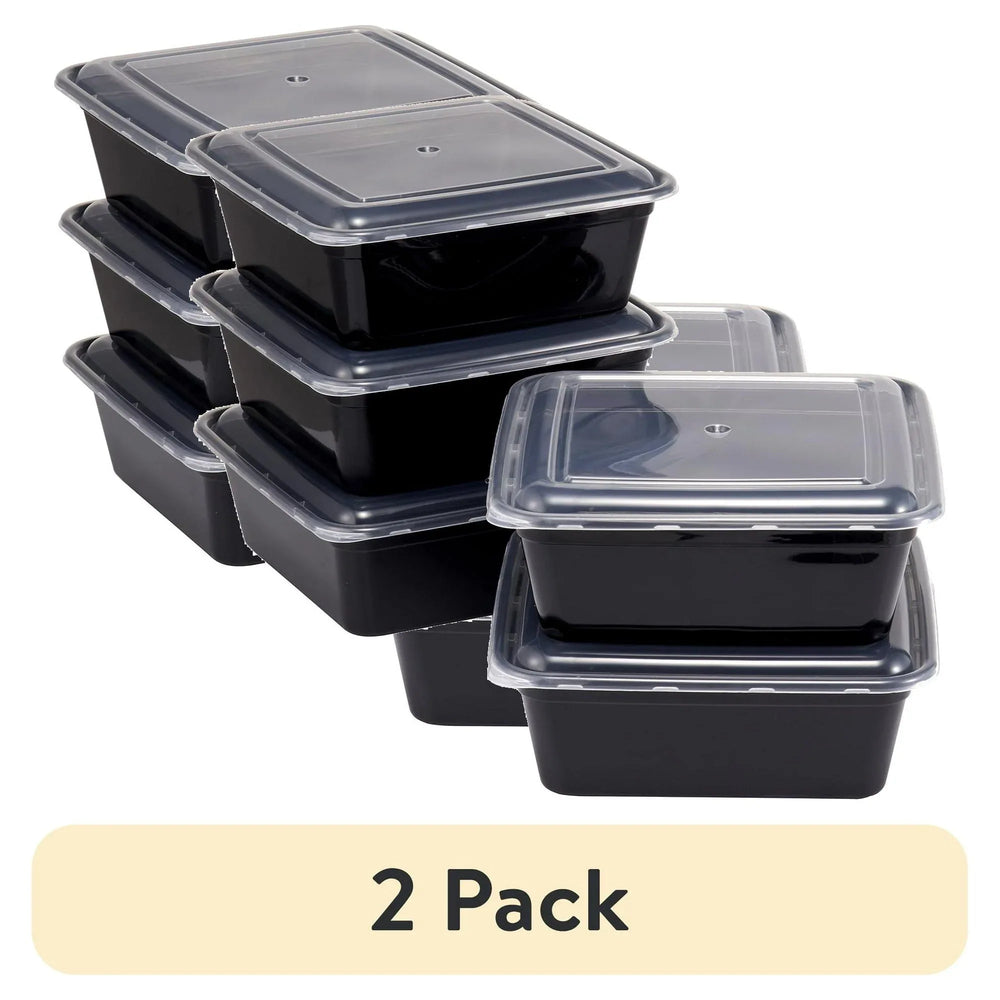 Mainstays 8 Cup Tall Square Meal Prep Food Storage Container, 5 Pack - USA MEGA SHOP