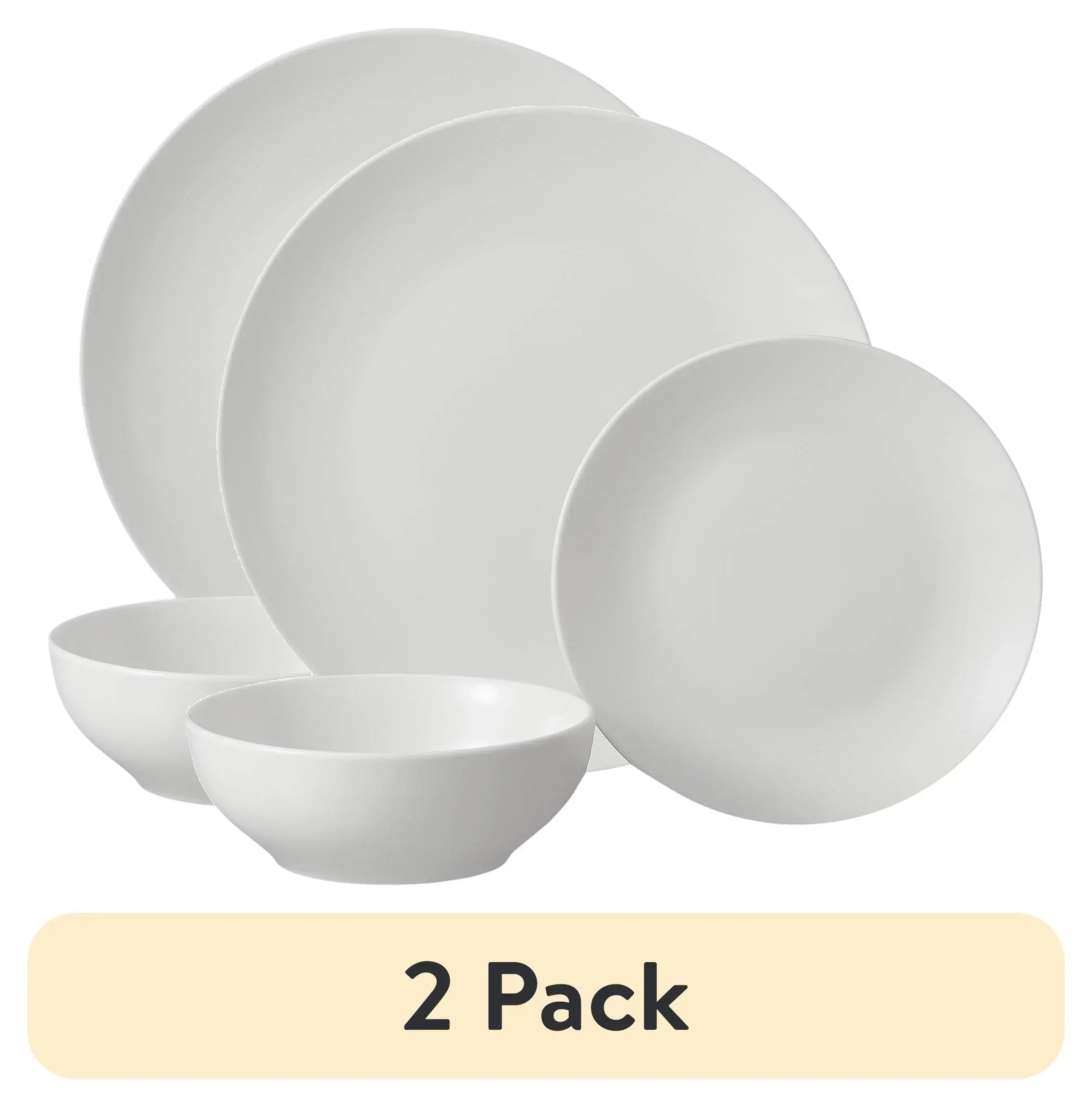 Mainstays Glazed White Stoneware Dinnerware Set, 12-Pieces