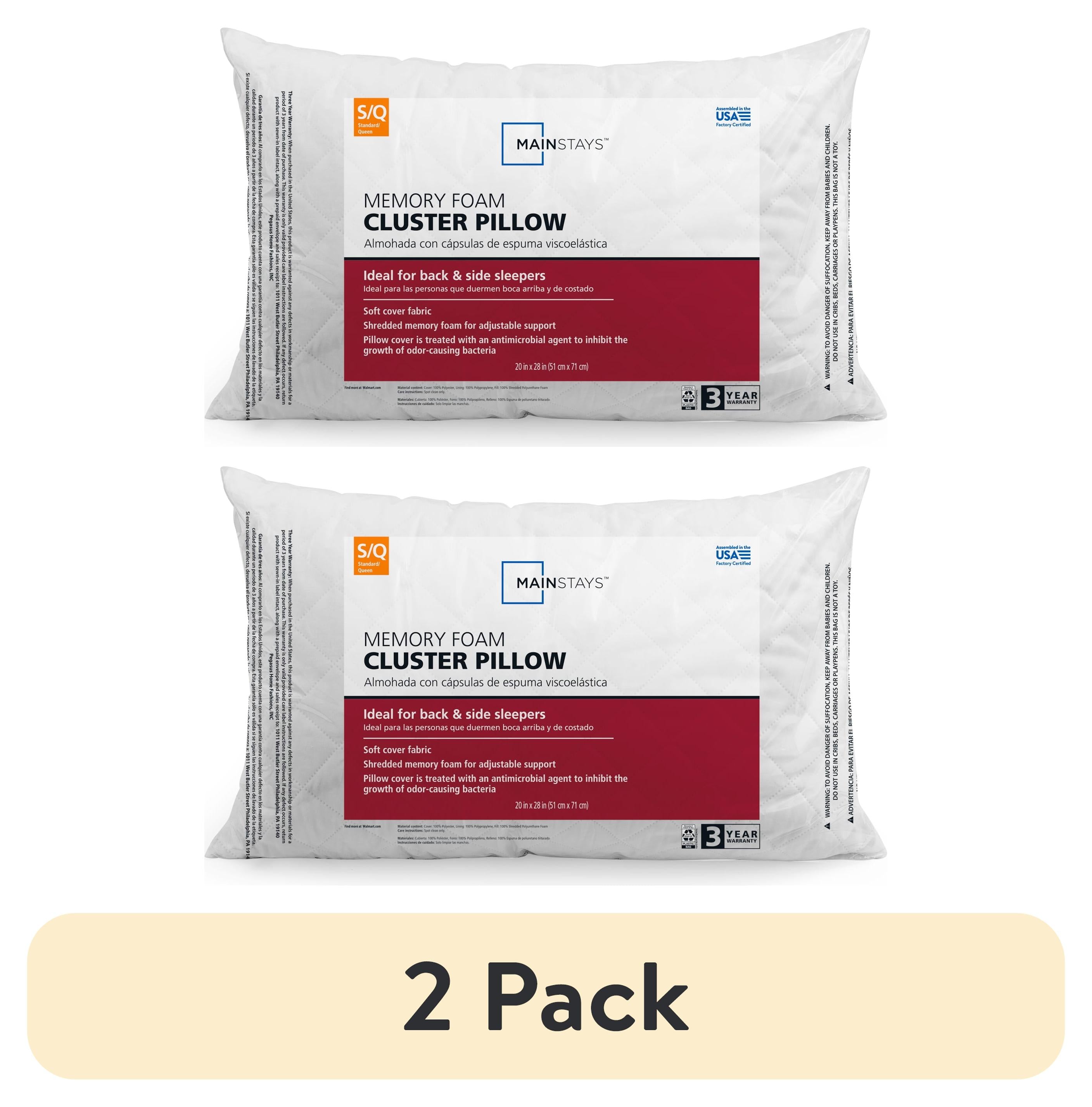 Mainstays Brushed Microfiber Foam Cluster King Bed Pillow - Antimicrobial