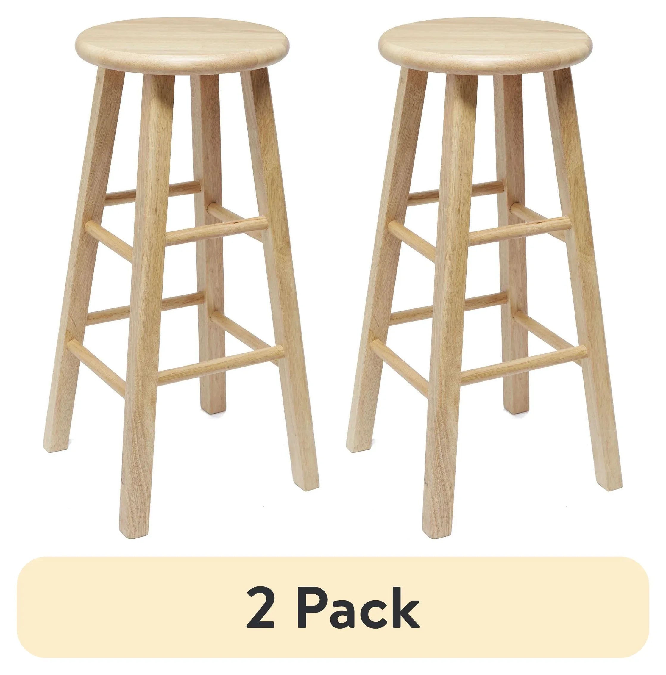 Mainstays Fully Assembled 24" Natural Wood Backless Bar Stool