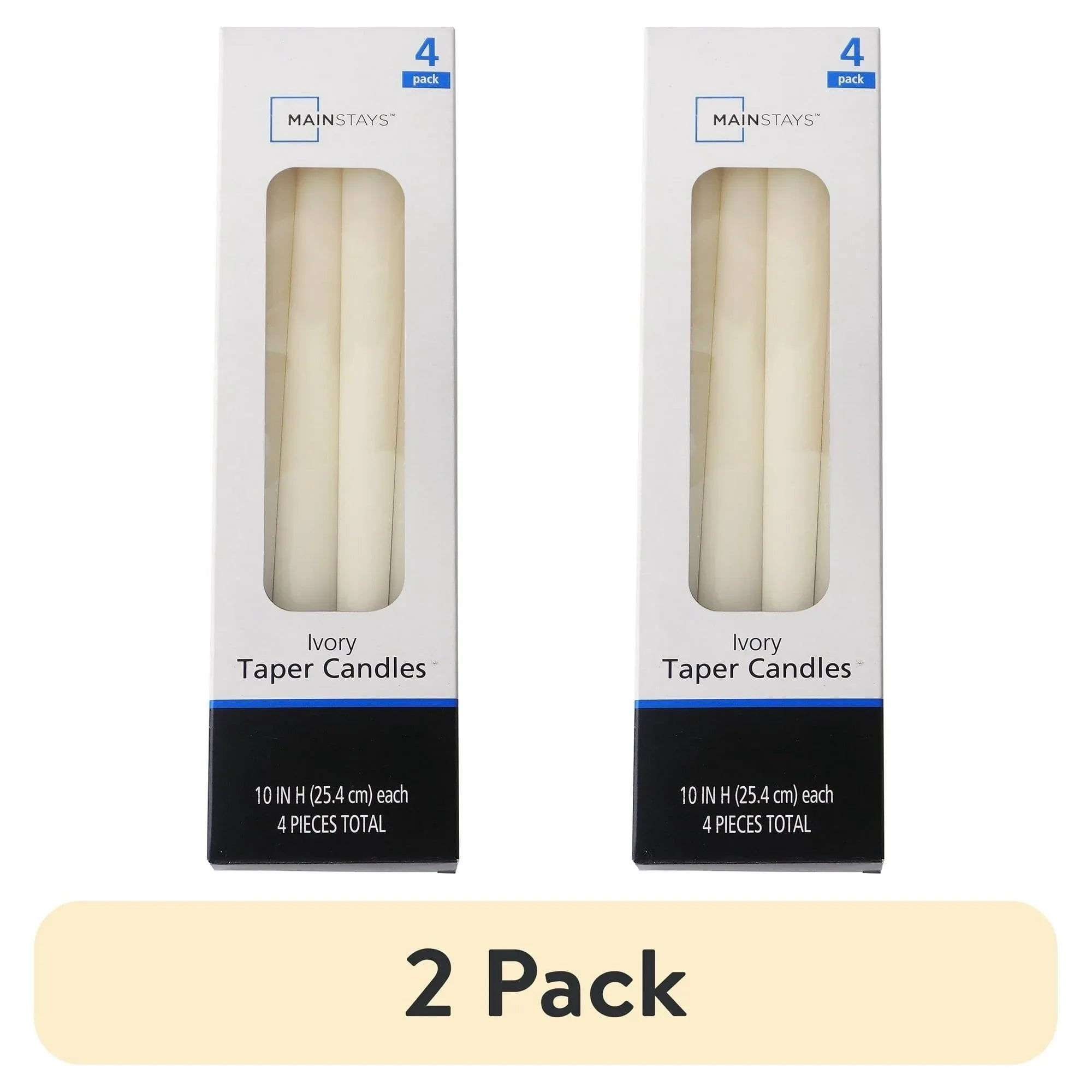Mainstays Single Wick 10" Taper Candle, Unscented, Ivory, 4 Pack - USA MEGA SHOP