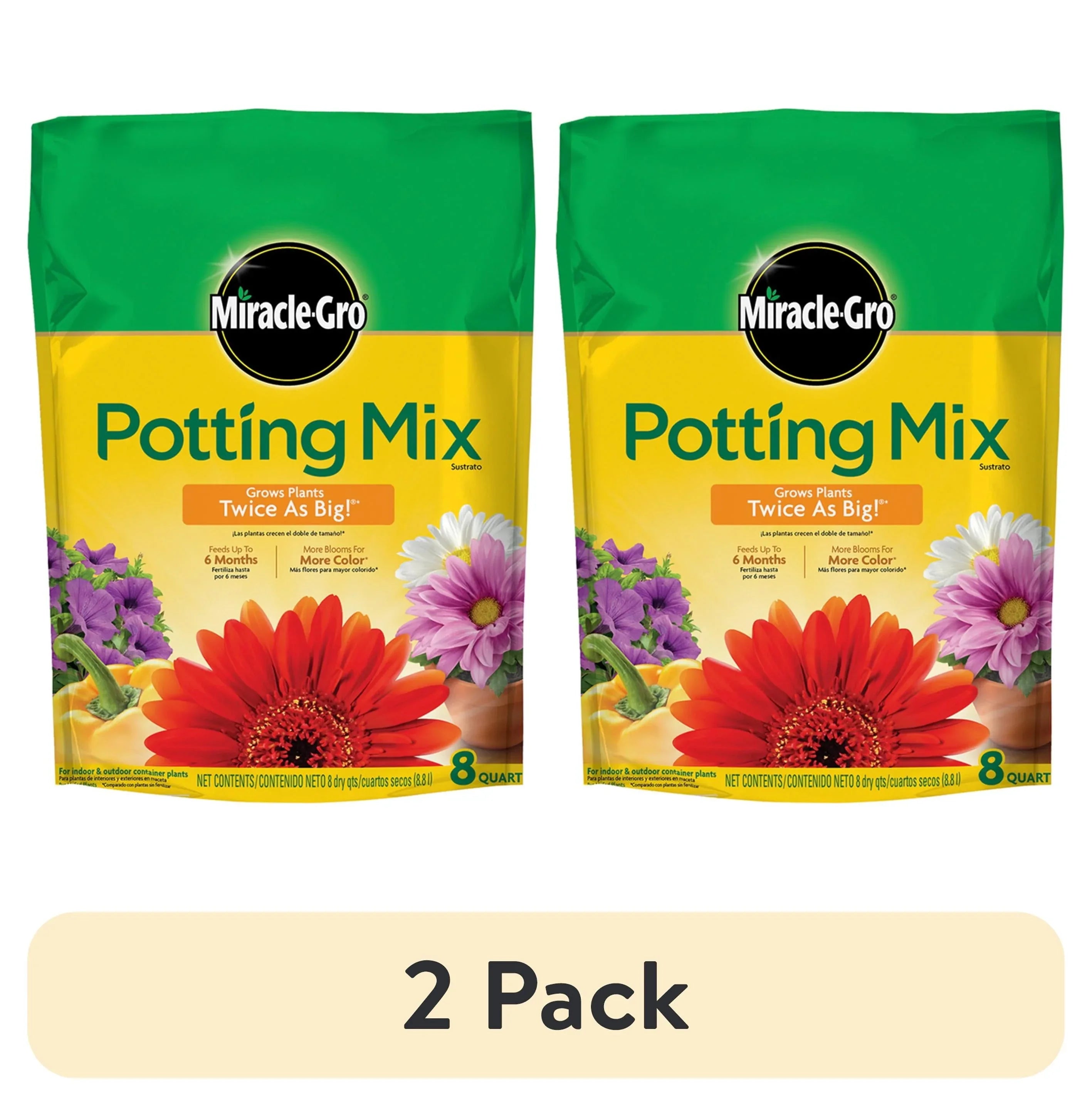 Miracle-Gro Potting Mix, For Indoor or Outdoor Potted Plants, Flowers, Shrubs, 8 qt. - USA MEGA SHOP