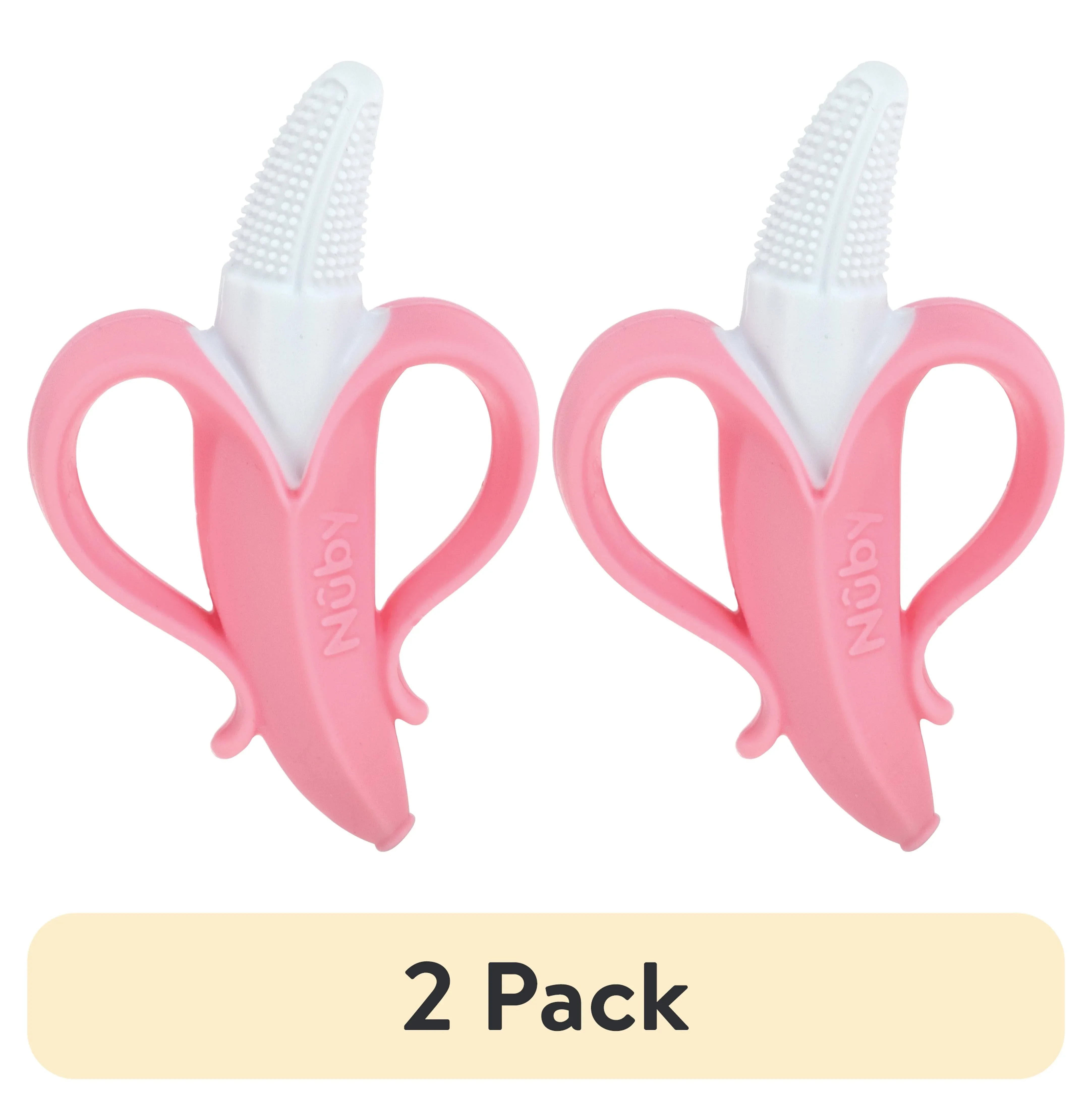 Nuby NanaNubs Banana Massaging Toothbrush for Infants, Pink - USA MEGA SHOP