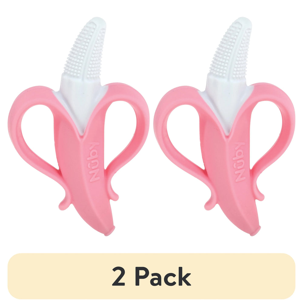 Nuby NanaNubs Banana Massaging Toothbrush for Infants, Pink - USA MEGA SHOP