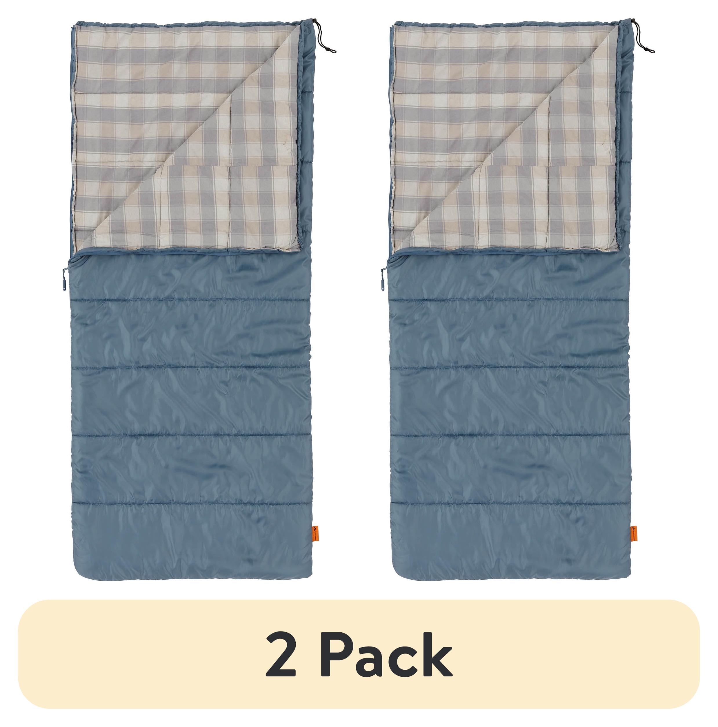 (2 pack) Ozark Trail 35F Flannel Lined Rectangle Adult Sleeping Bag - Brown (80" x 36")