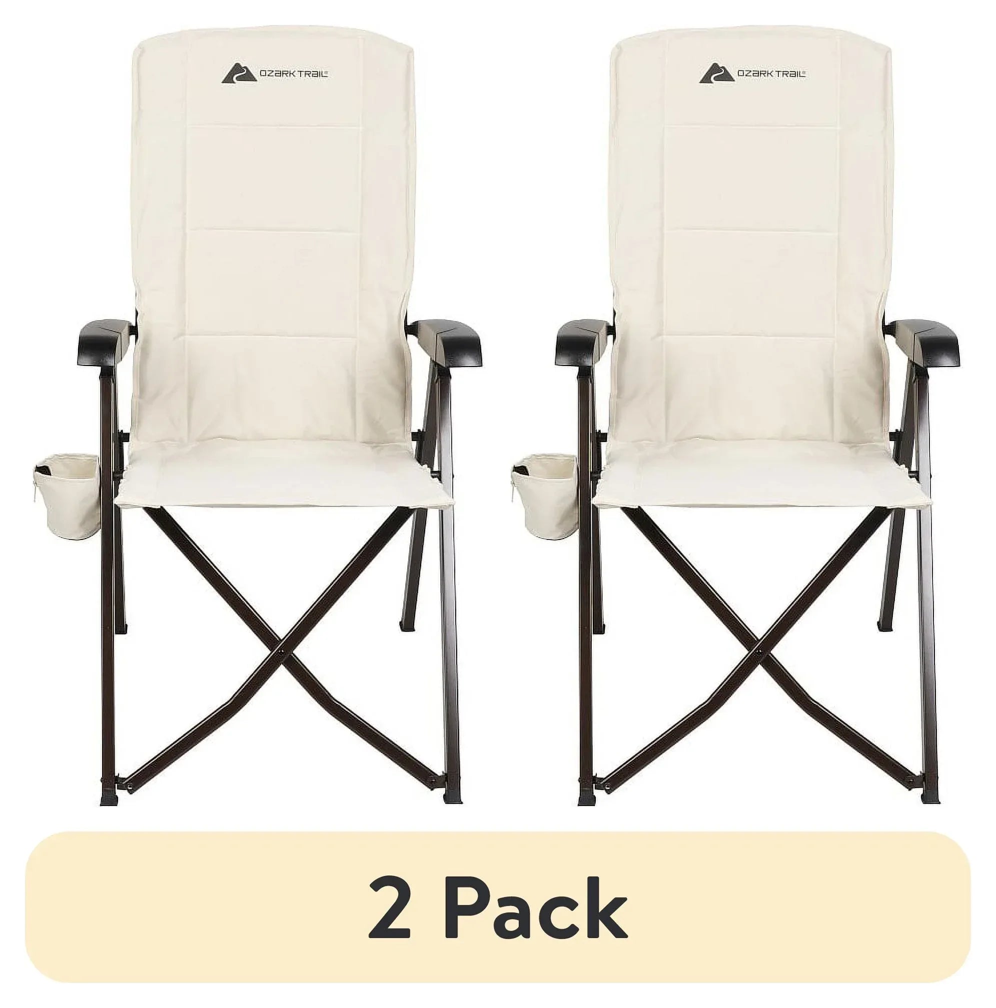 Ozark Trail Glamp High Back Reclining Lounge Chair with Adjustable Armrests, Creme