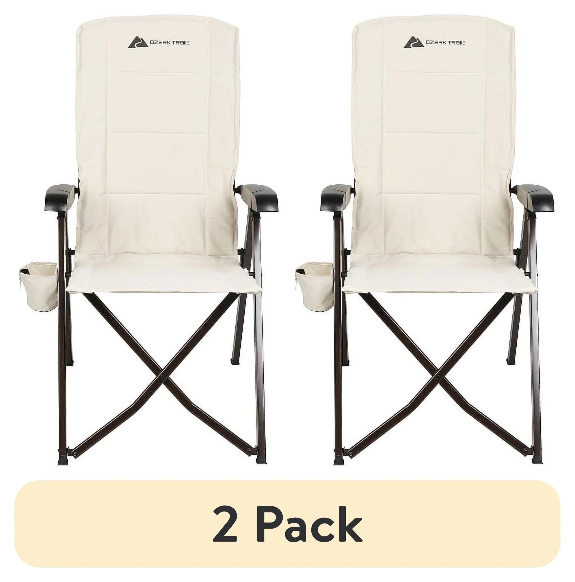 Ozark Trail Glamp High Back Reclining Lounge Chair with Adjustable Armrests, Creme - USA MEGA SHOP