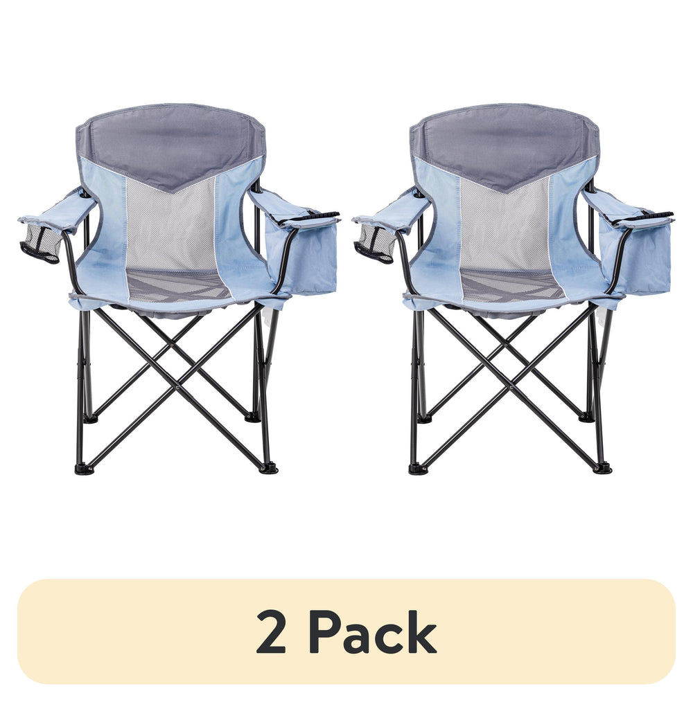 Ozark Trail Adult Oversized Mesh Camp Chair with Cooler, Green & Gray - USA MEGA SHOP