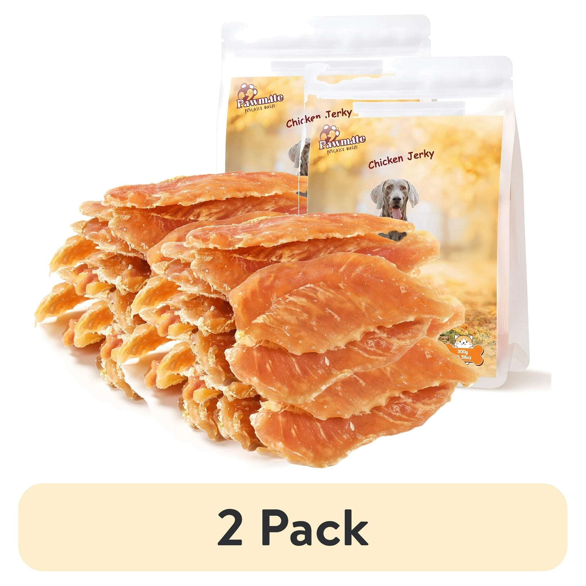 Pawmate Chicken Jerky Dog Treats, High Protein Pure Chicken Snacks for Small Medium Large Dog, 11 oz