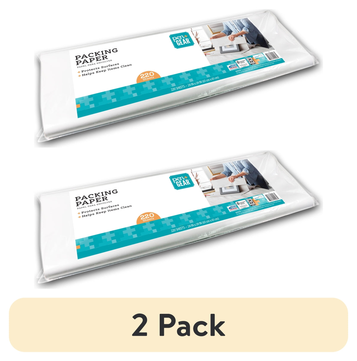 Pen+Gear 24 in x 24 in White Packing Paper for Moving & Shipping, 220 Sheets, 7.22 lb