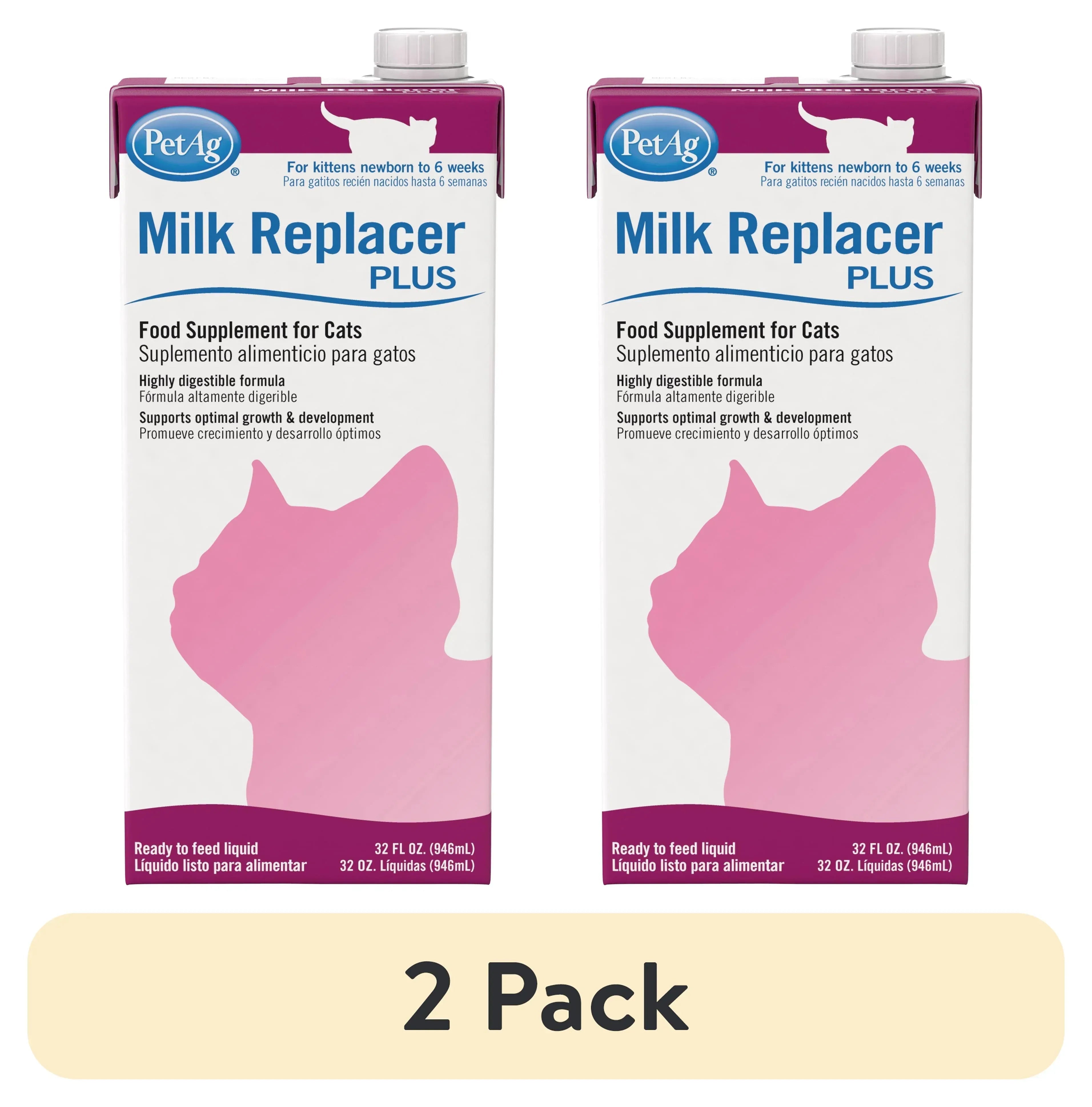 PetAg Milk Replacer Plus Liquid for Cats and Kittens, 32 fl oz