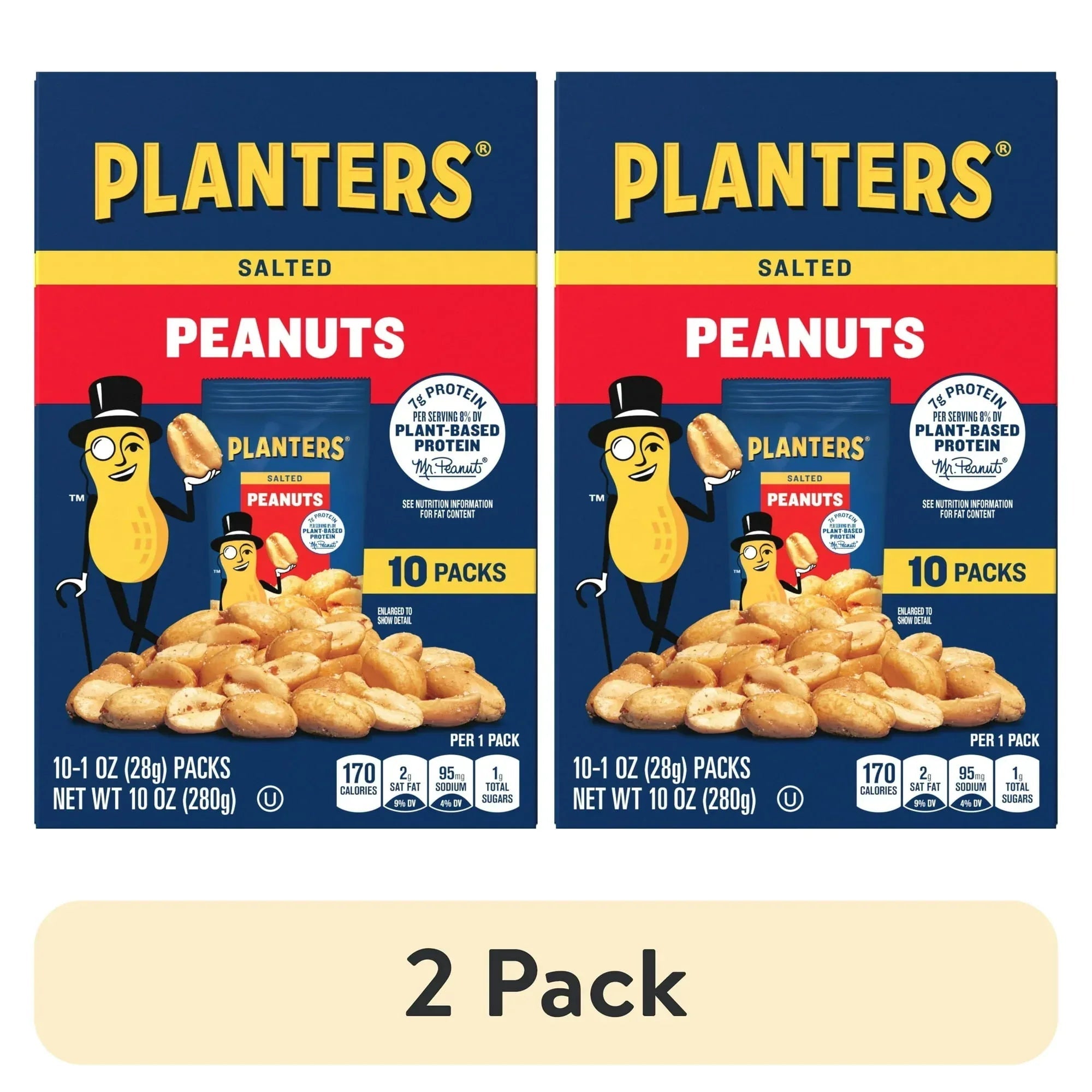 Planters Salted Peanuts, Plant Based Protein, 10-1 oz. Bags