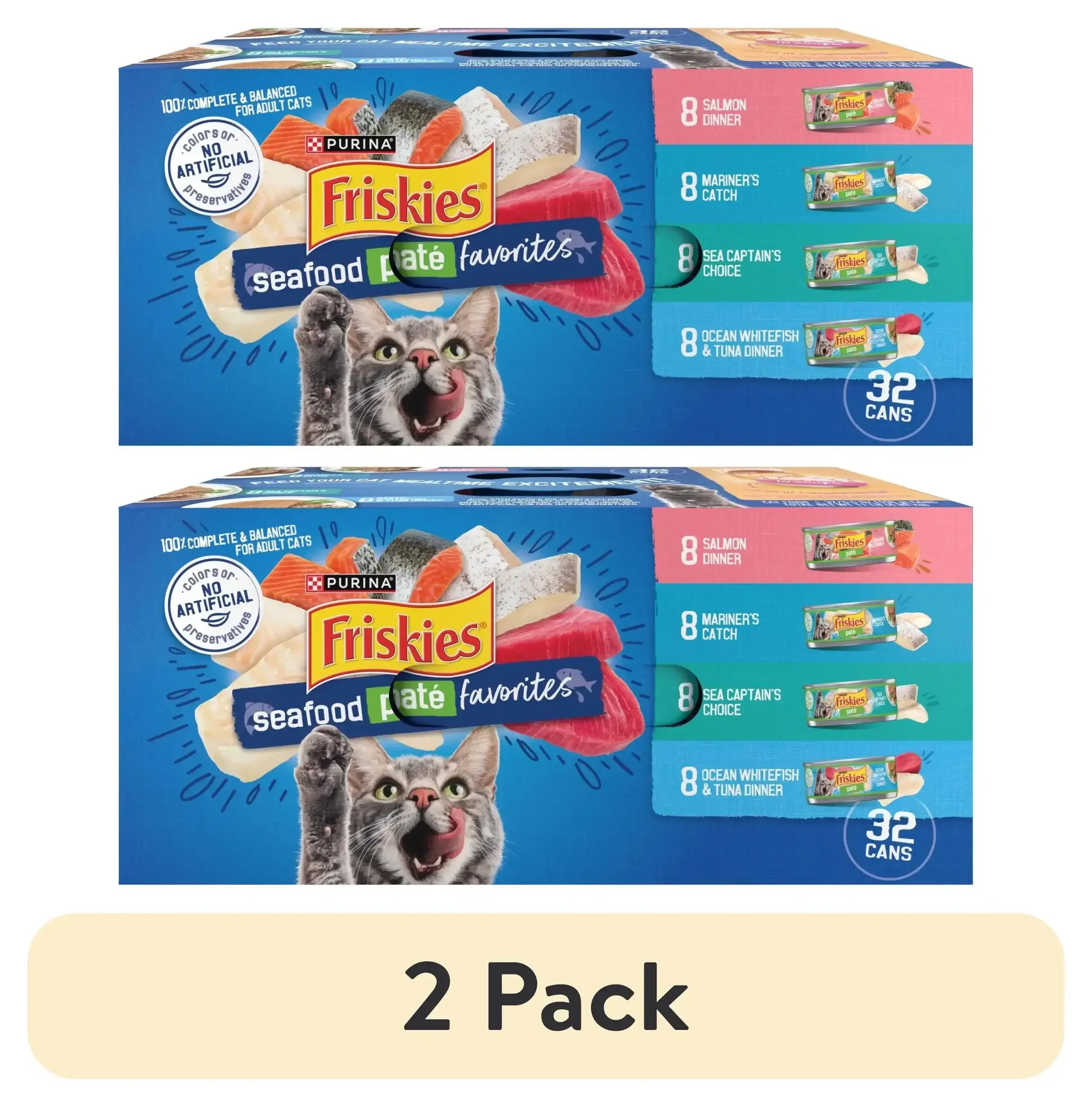 Purina Friskies Pate Seafood Favorites Variety Pack, Wet Cat Food, 5.5 oz Cans, 32 Pack