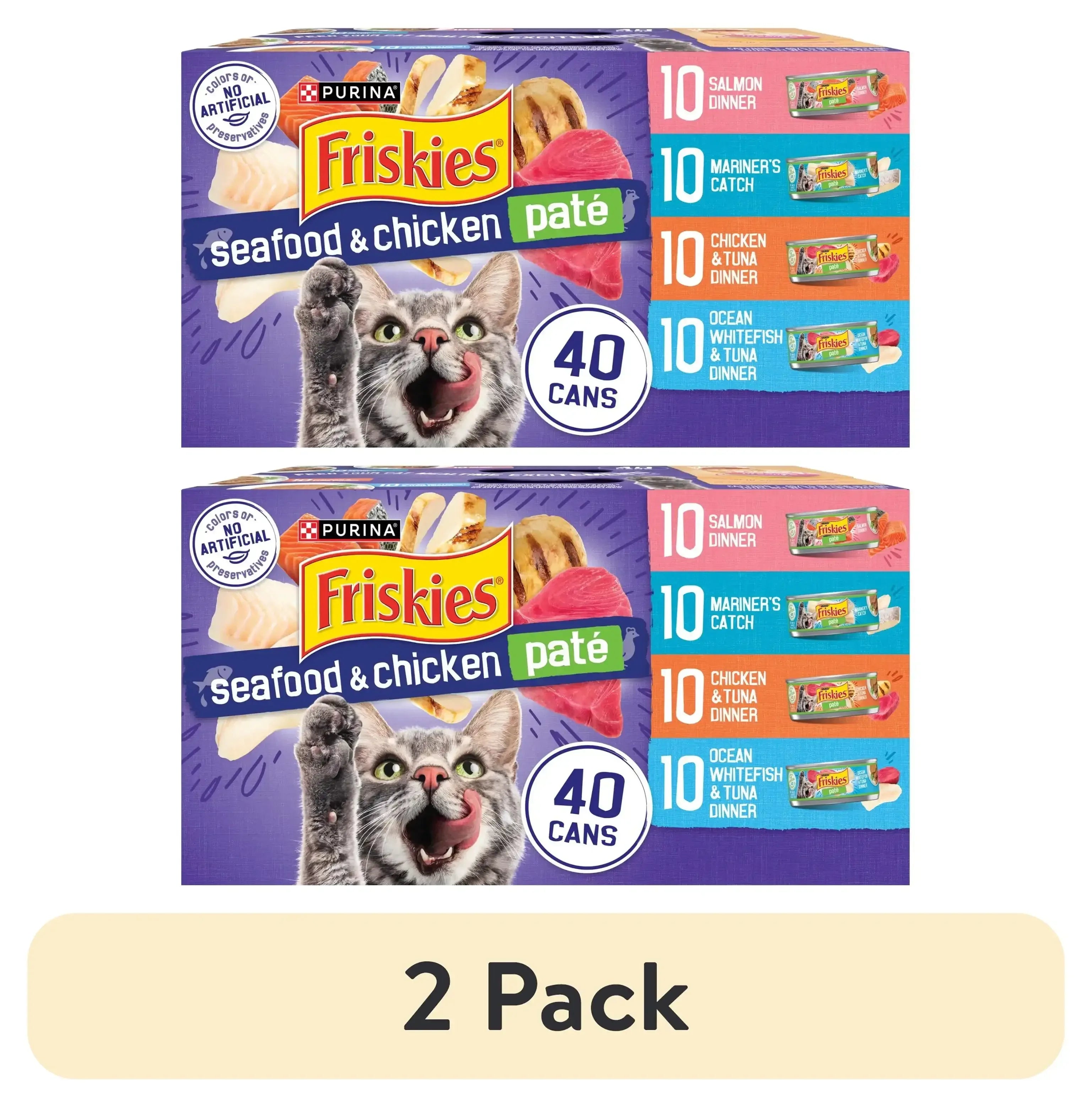 Purina Friskies Pate, Soft Seafood and Chicken Variety Pack, Wet Cat Food, 5.5 oz Cans - USA MEGA SHOP